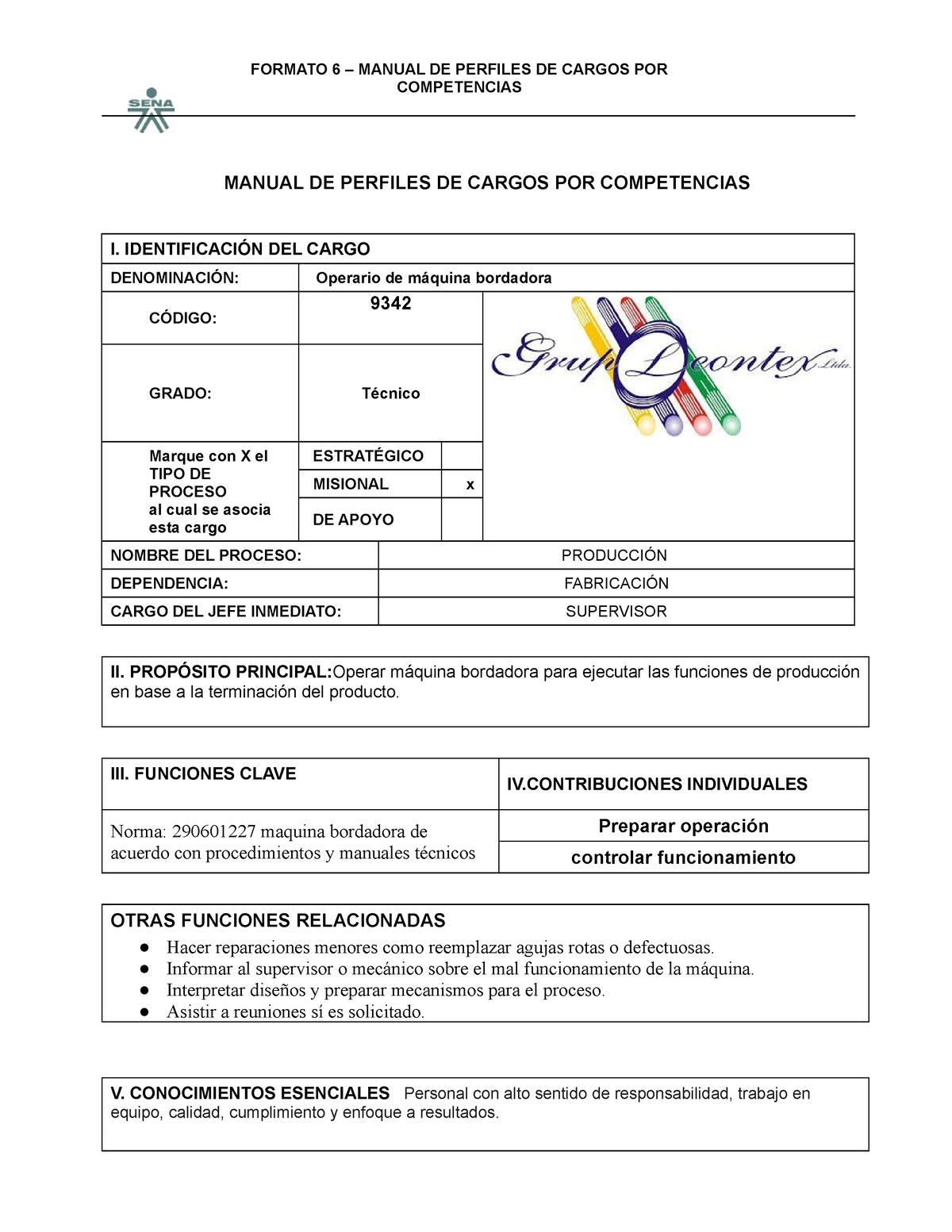 Formato Manual De Funciones - COMPETENCIAS MANUAL DE PERFILES DE CARGOS ...