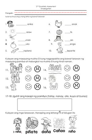 1ST Quarterly Assessment Kinder - 1 ST Quarterly Assessment ...