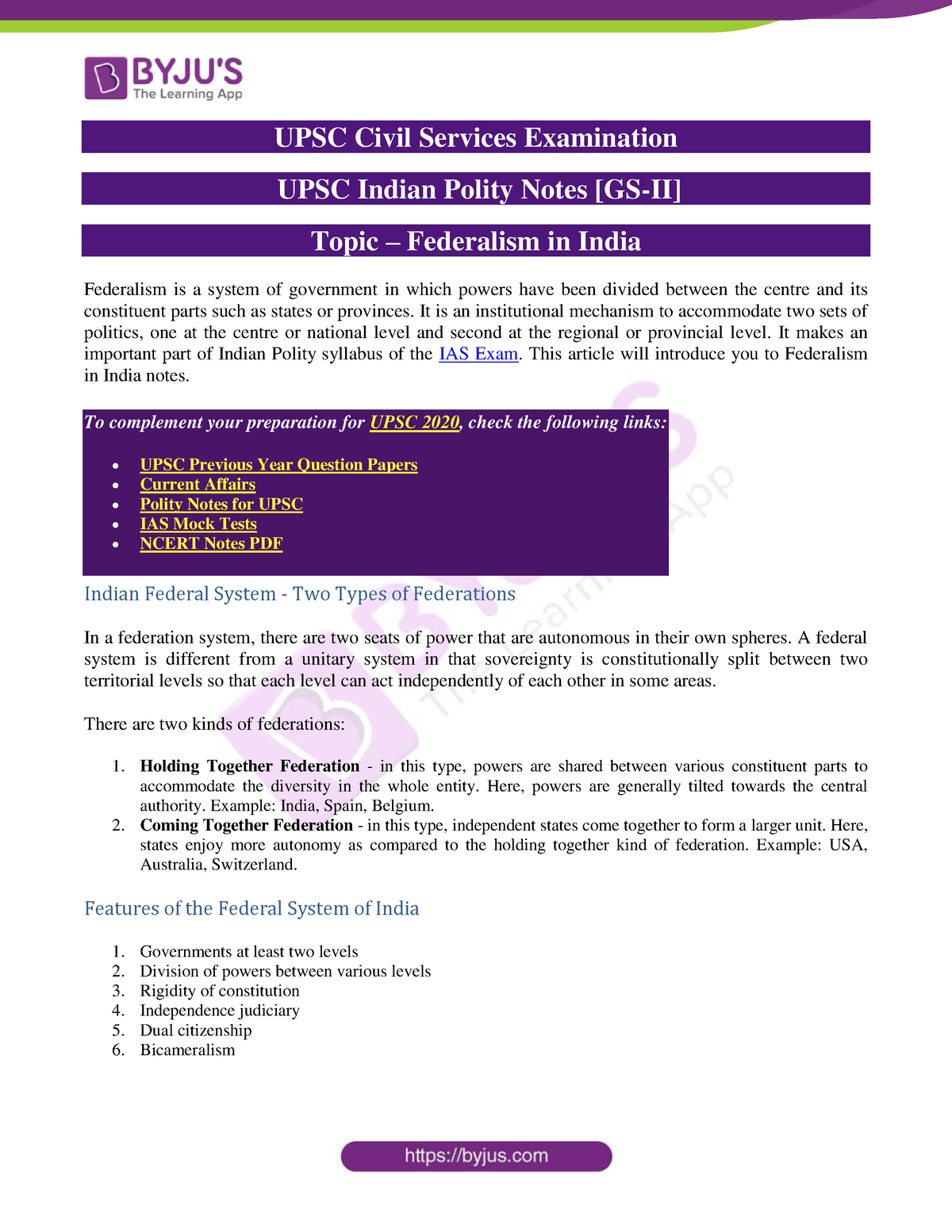 Federalism-in-India-UPSC-Indian-Polity-Notes Political Science 2nd ...