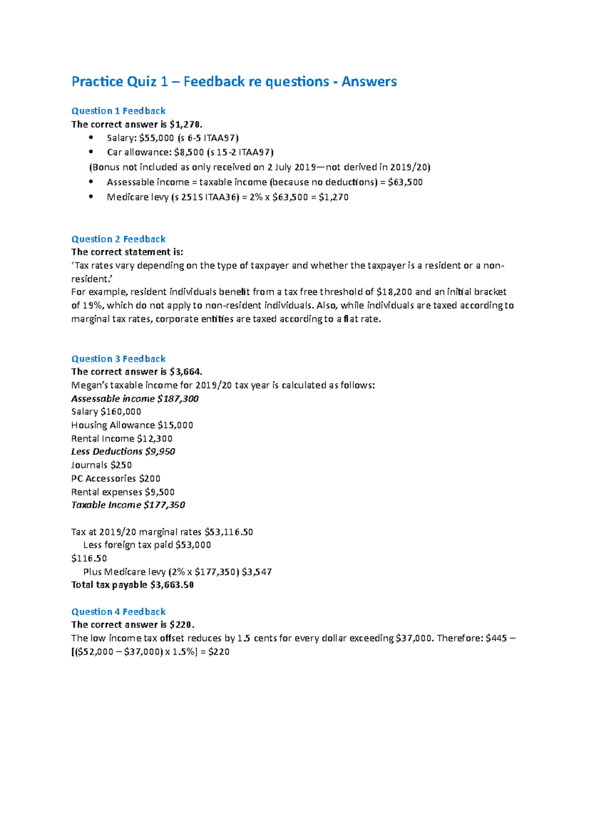 Practice Quiz 1 - The Answers to practice questions - Practice Quiz 1 ...