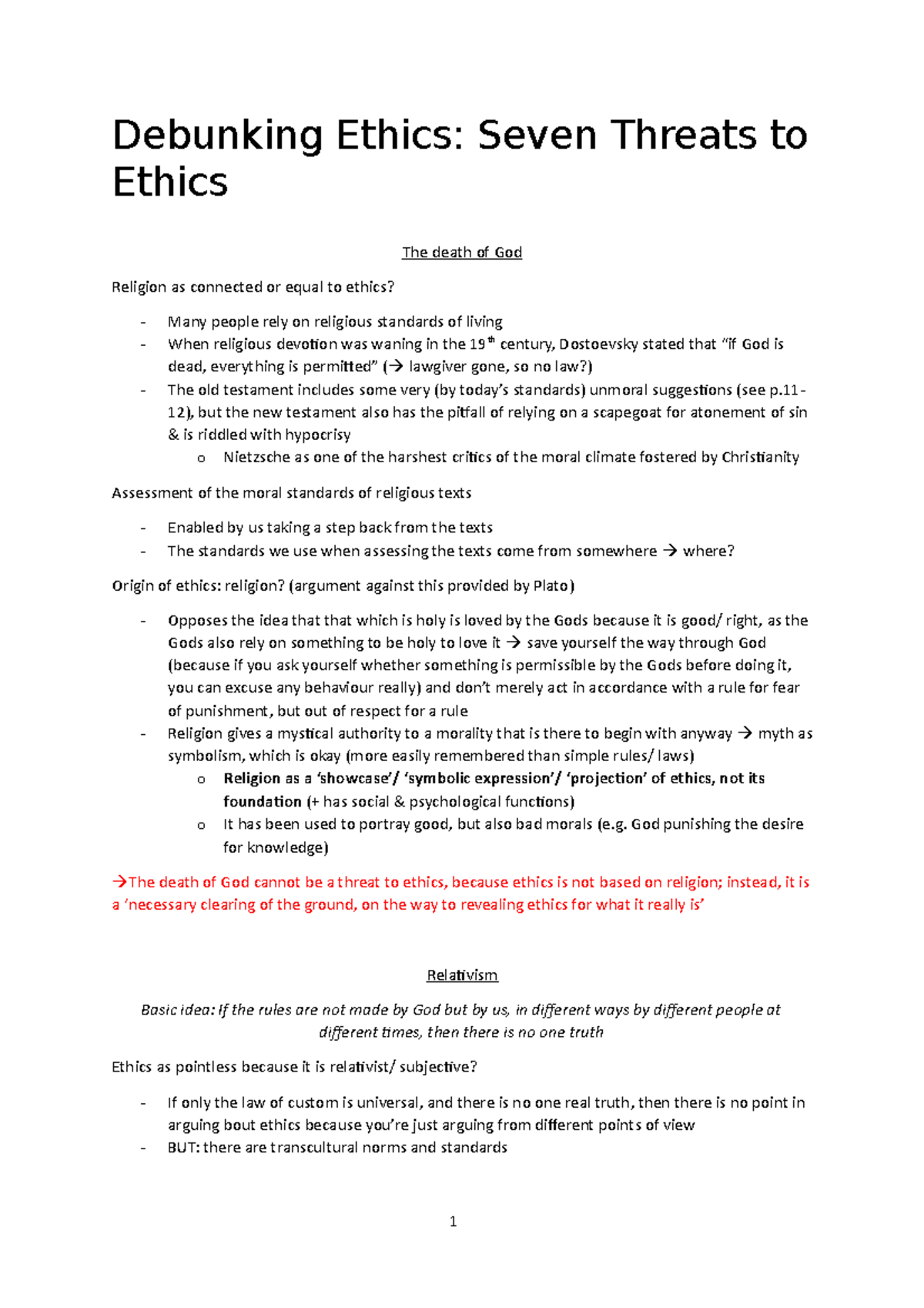 2 Debunking Ethics (Seven Threats to Ethics) Debunking Ethics Seven Threats to Ethics The