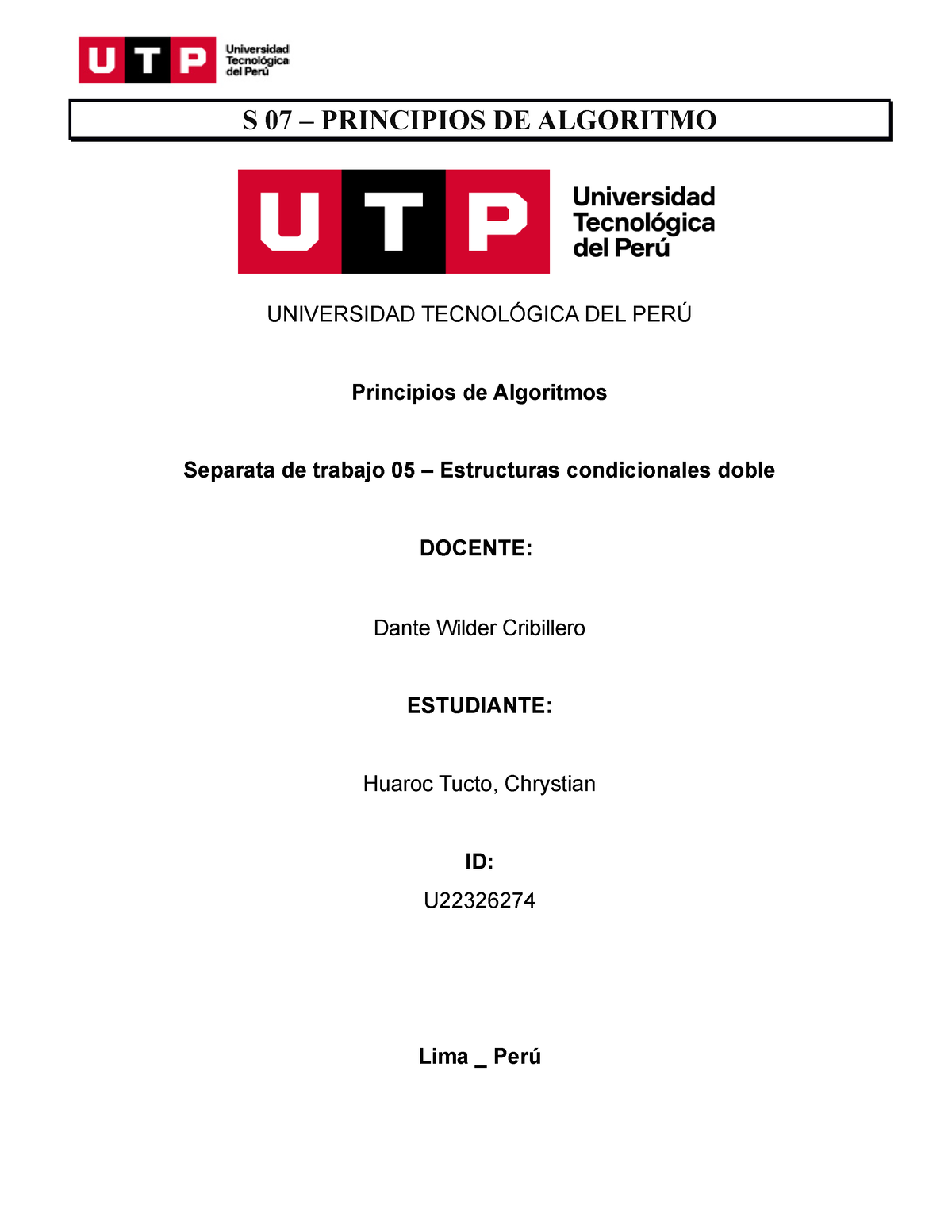 Tarea Final De Algoritmo Principios De Algoritmos Utp 2800