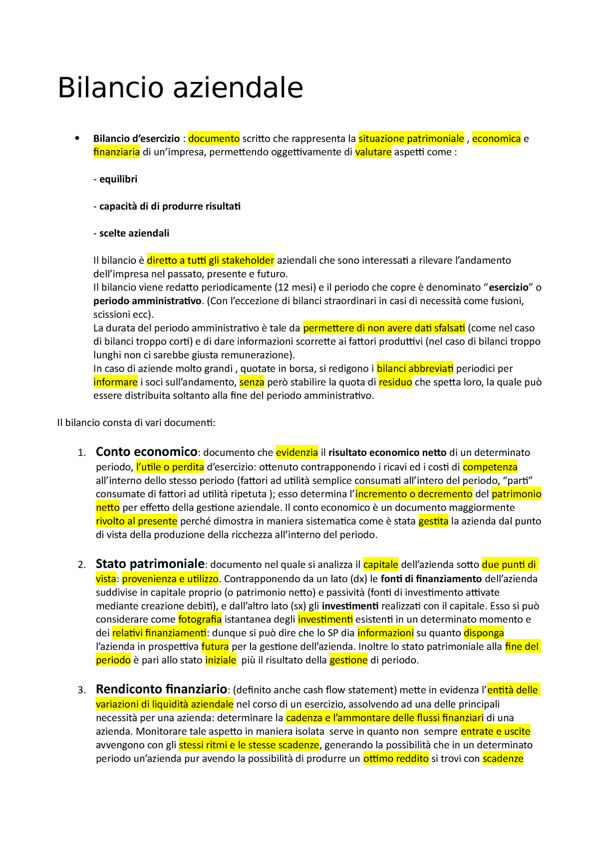 C- Bilancio Economia Aziendale 2021/2022 - Bilancio Aziendale Bilancio ...