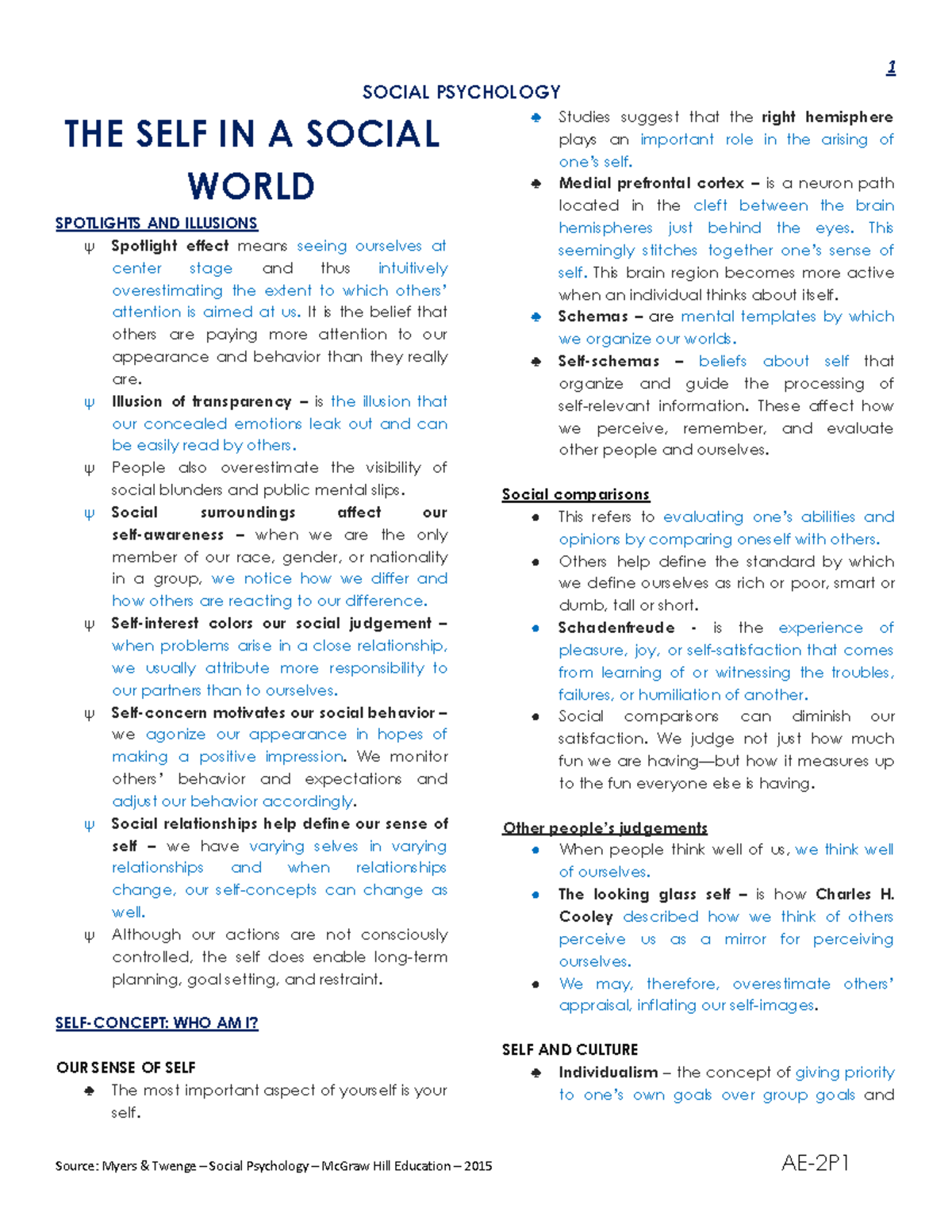 The self in a social world - SOCIAL PSYCHOLOGY THE SELF IN A SOCIAL ...