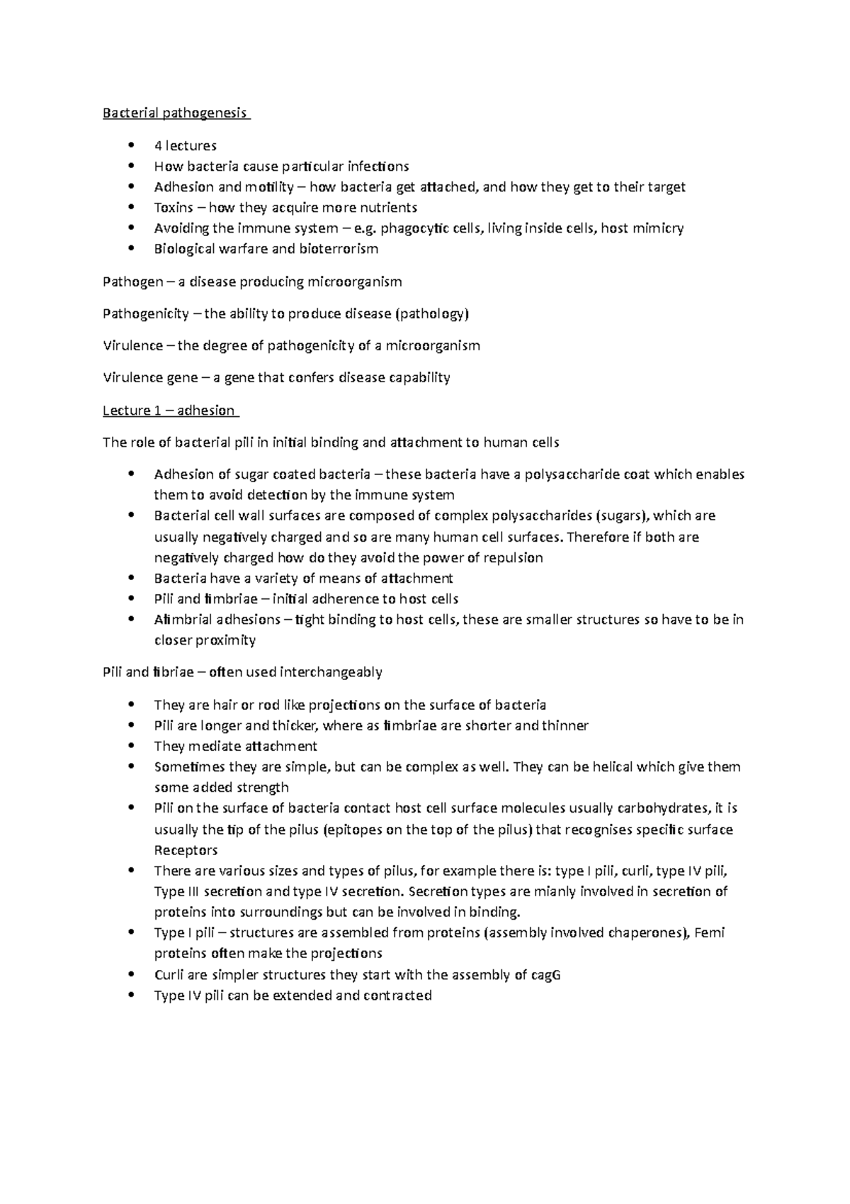 Lecture 10 Bacterial Pathogenesis Bacterial Pathogenesis 4 Lectures