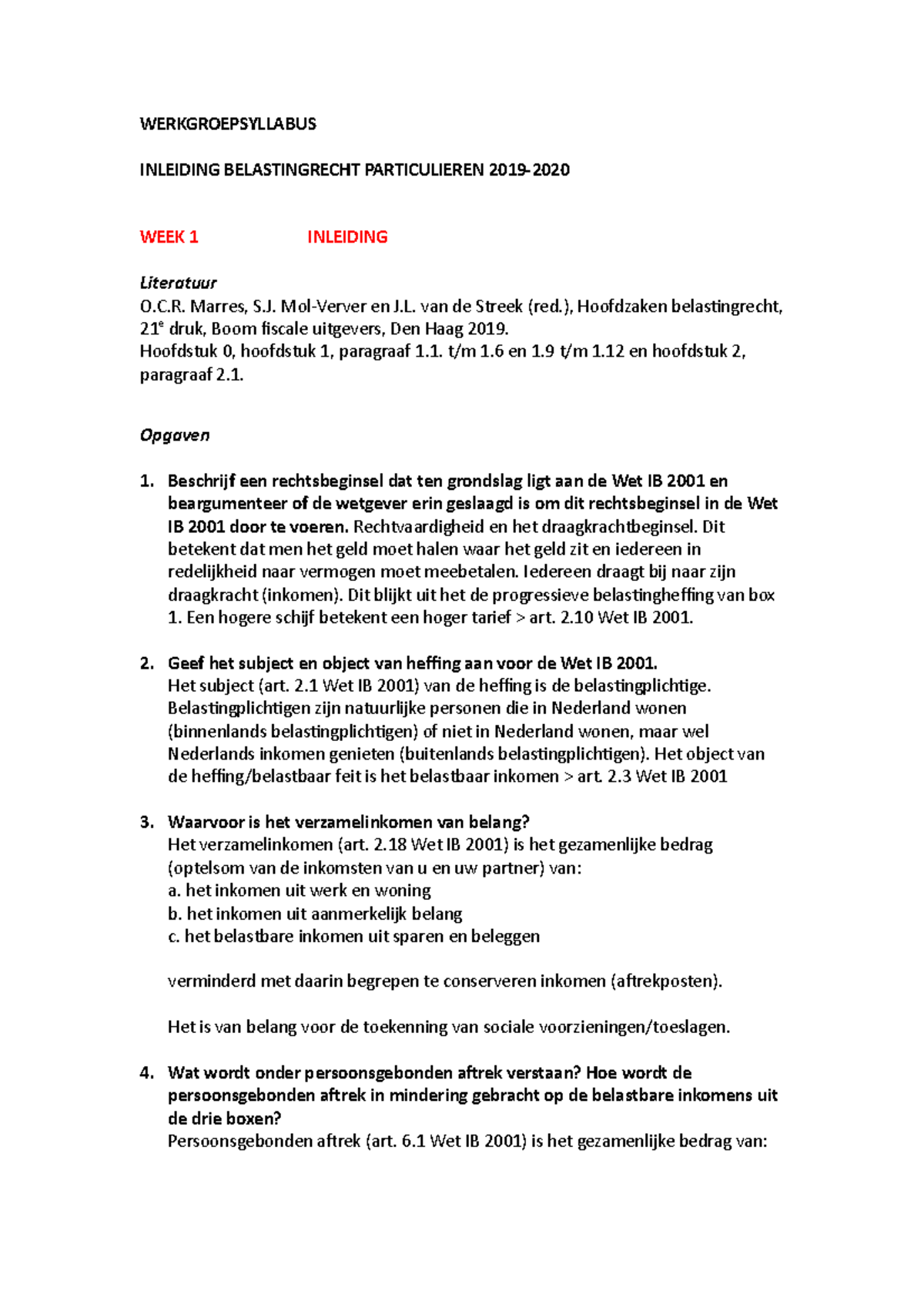 Werkgroepopdrachten - Werkgroepopgaven - WERKGROEPSYLLABUS INLEIDING ...