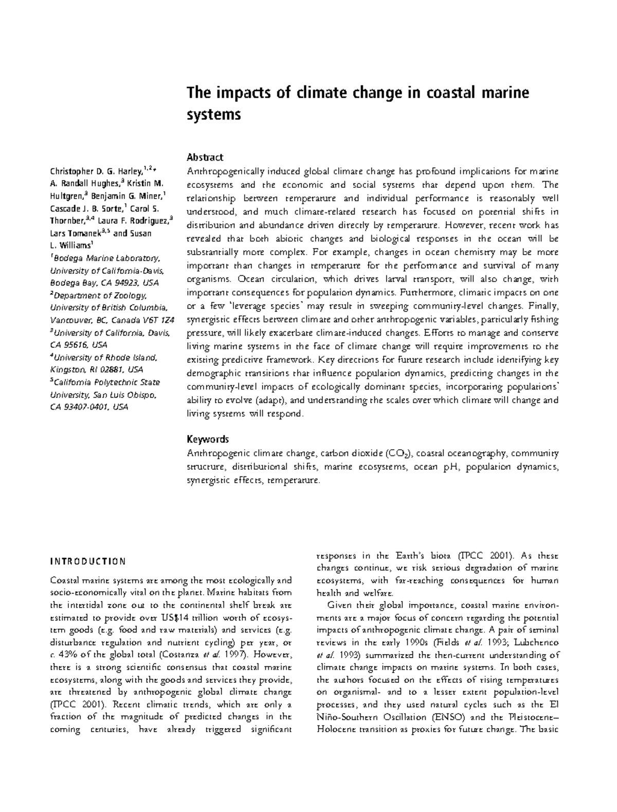 The Impacts of Climate Change in Coastal Marine Systems - The impacts ...