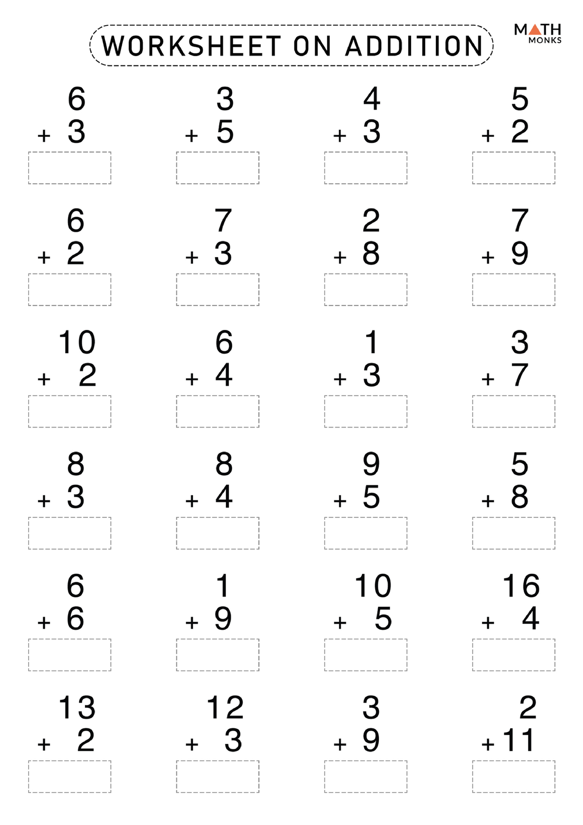 Free Printable Addition Worksheets for 1st Grade - BSEd-Mathematics ...