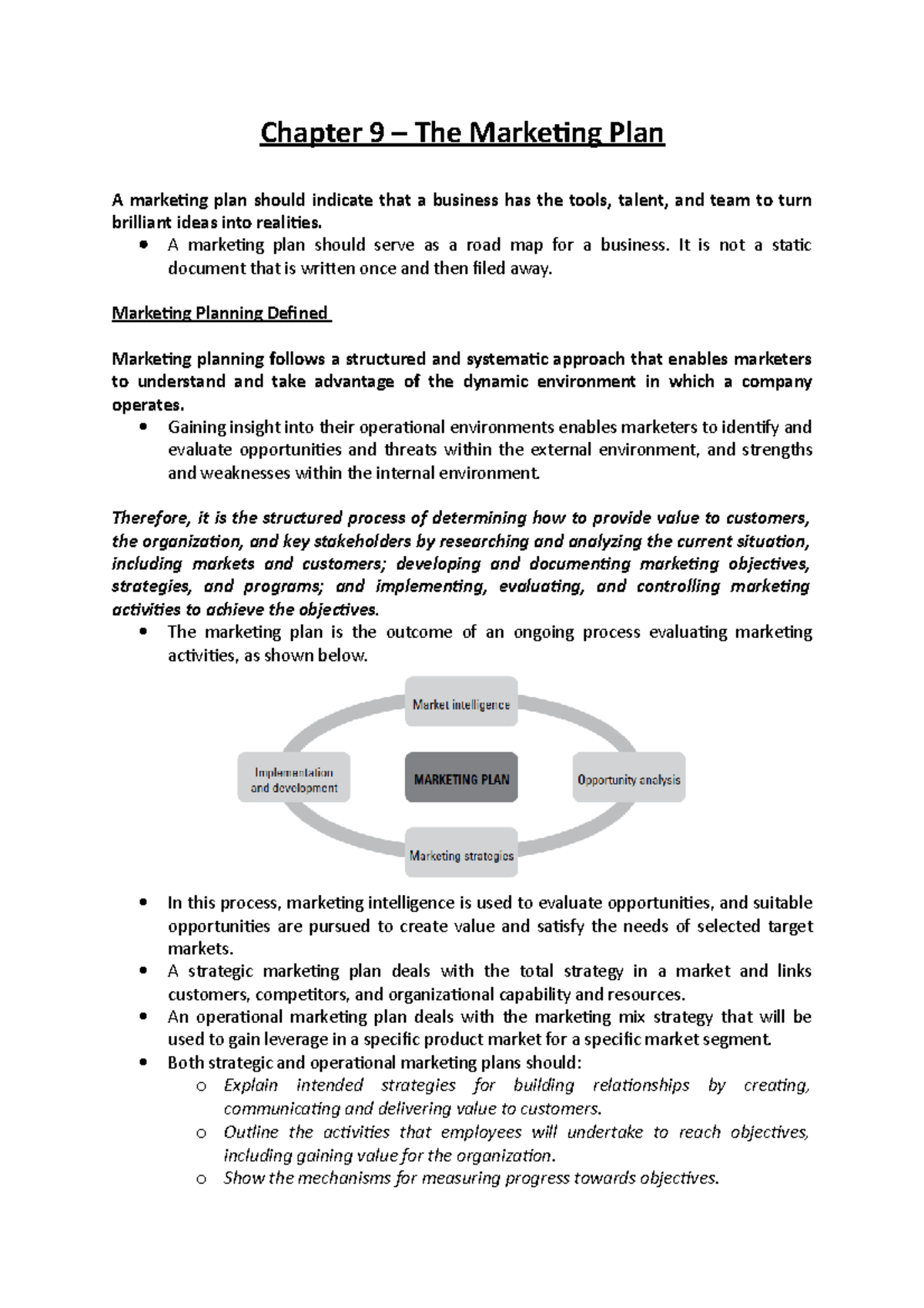 Chapter 9 The Marketing Plan Chapter 9 The Marketing Plan A 