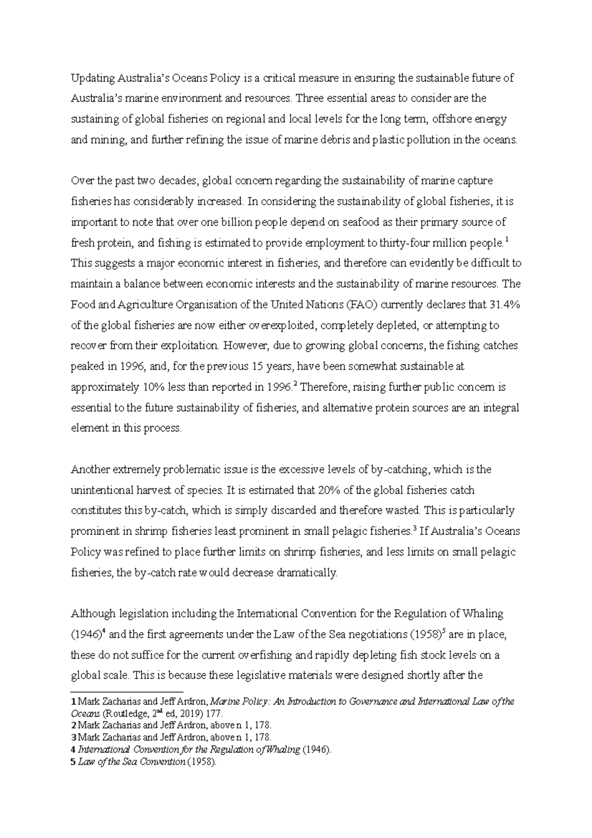 Marine law assignment Updating Australia’s Oceans Policy is a