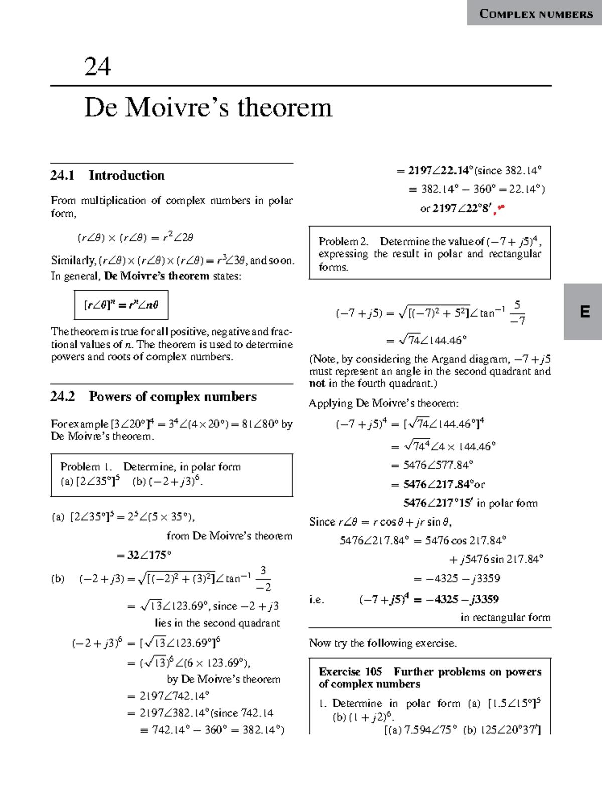 De Moivres Theorem - E Complex numbers 24 De Moivre’s theorem 24 ...