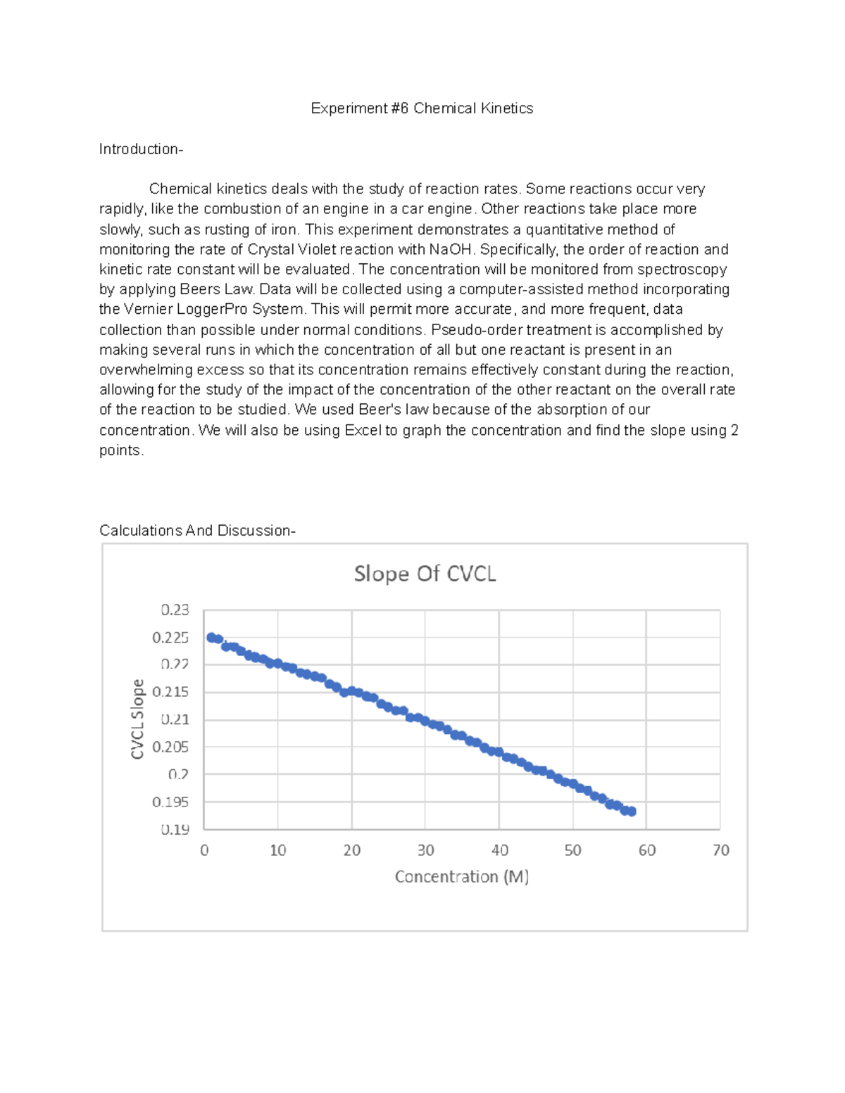 general chemistry kinetics experiment