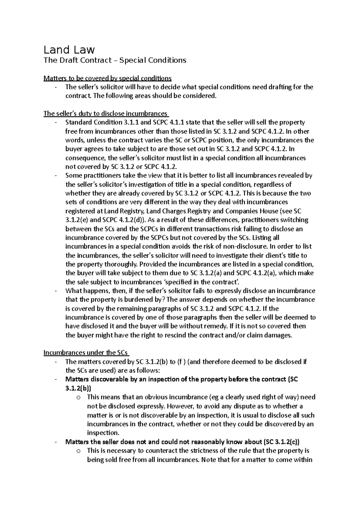 Special Conditions in The Draft Contract Land Law The Draft Contract