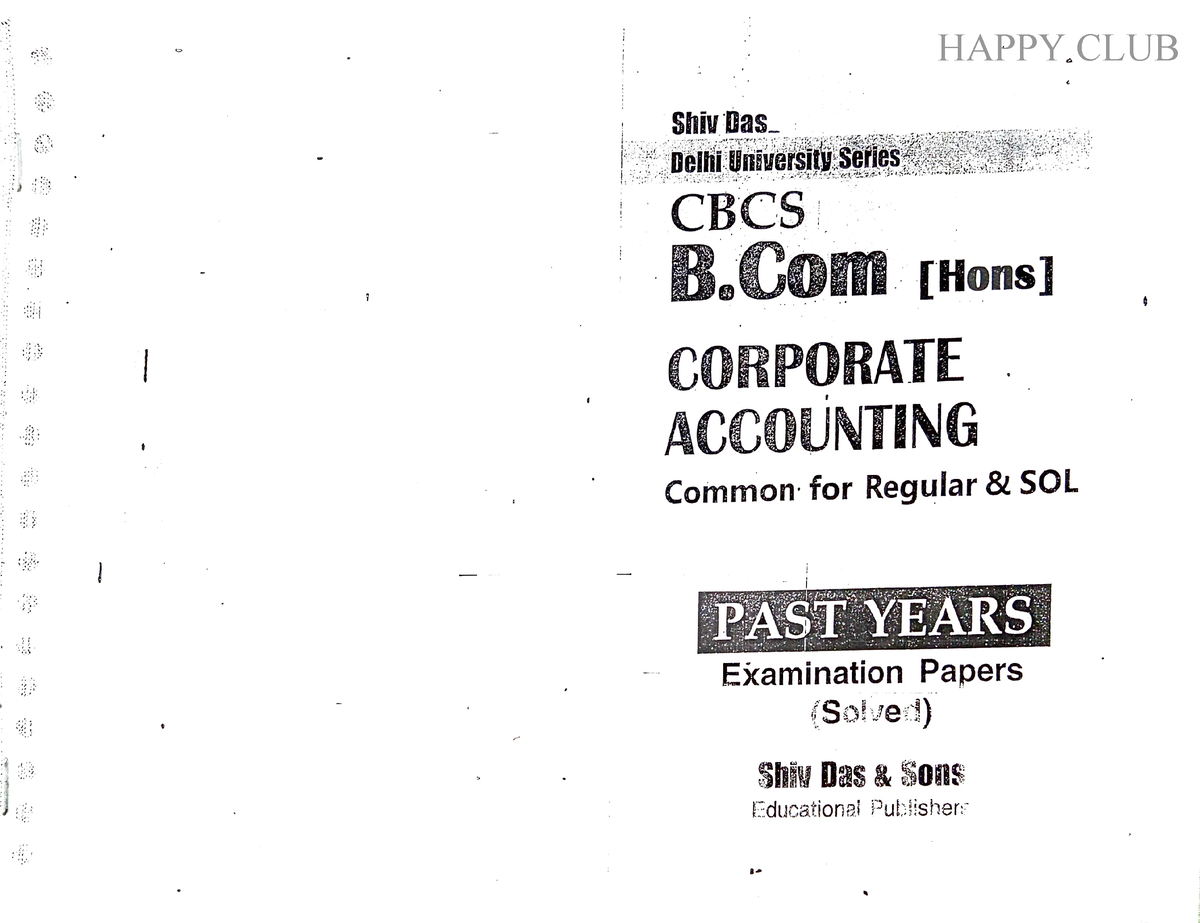 BCOM Hons Corporate Accounting - Bcom Hons. - Studocu