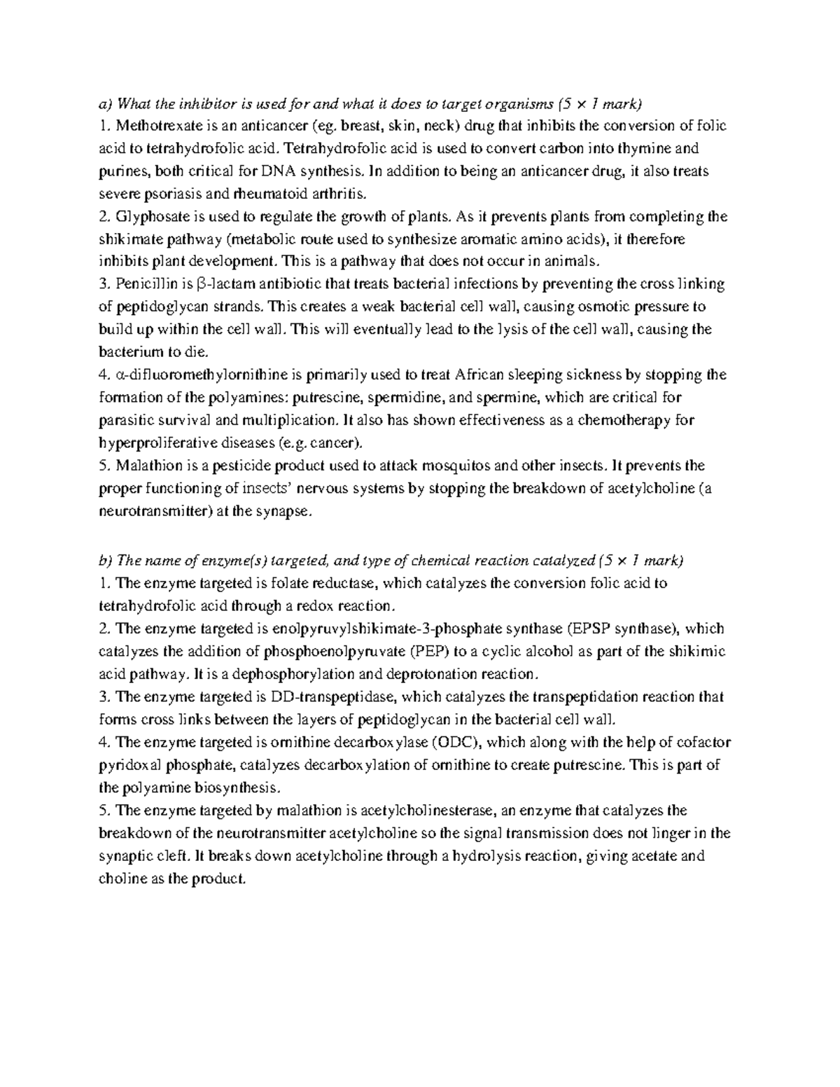 2280+assignment+Q1+example+2 - a) What the inhibitor is used for and ...