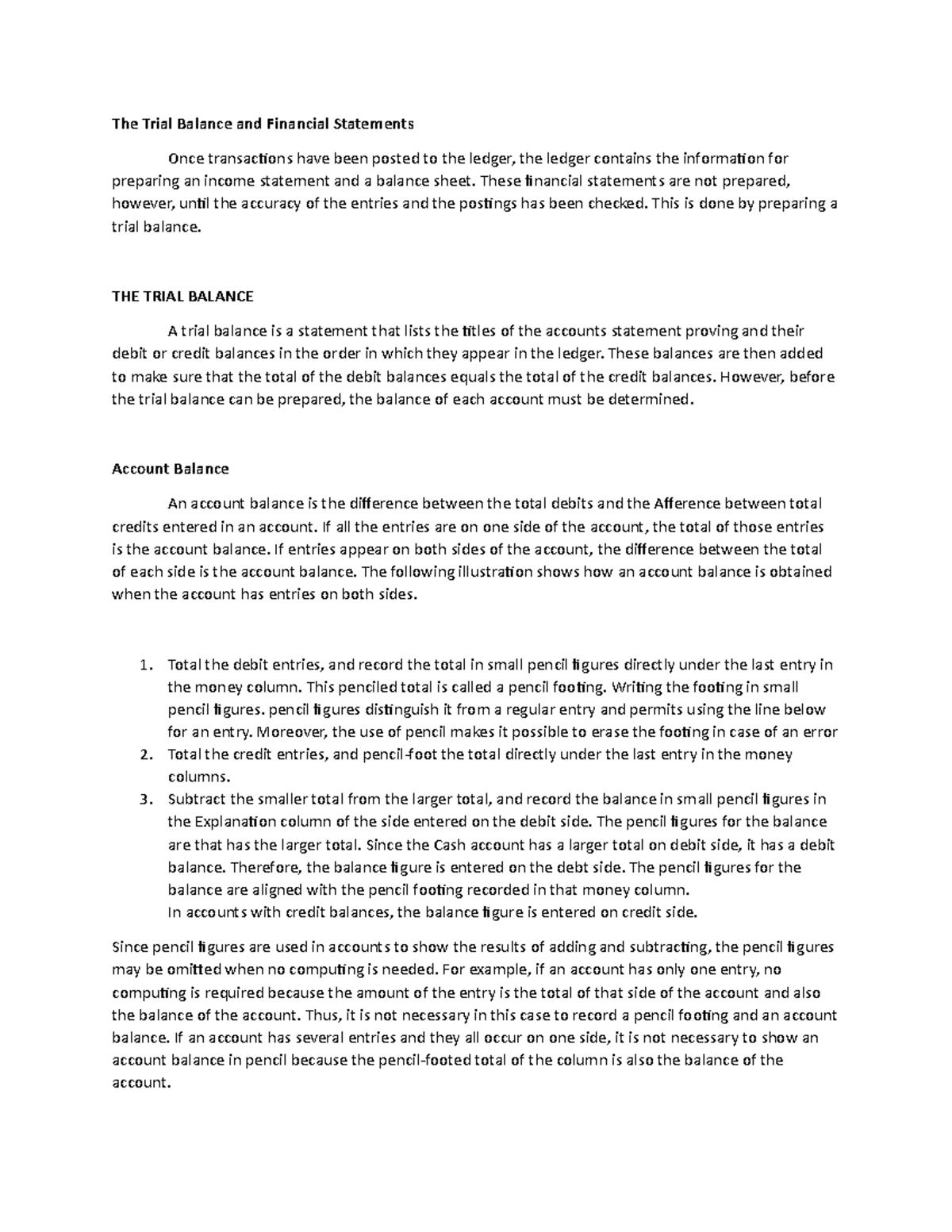 The Trial Balance and Financial Statements - These financial statements ...