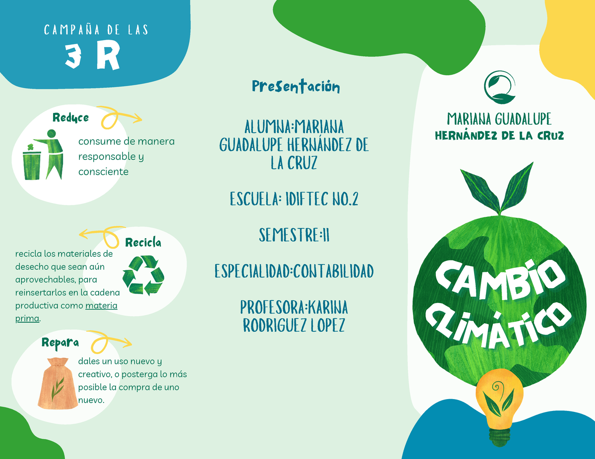 Tríptico Cambio Climático Orgánico Verde - Ciencias Naturales- Quimica ...