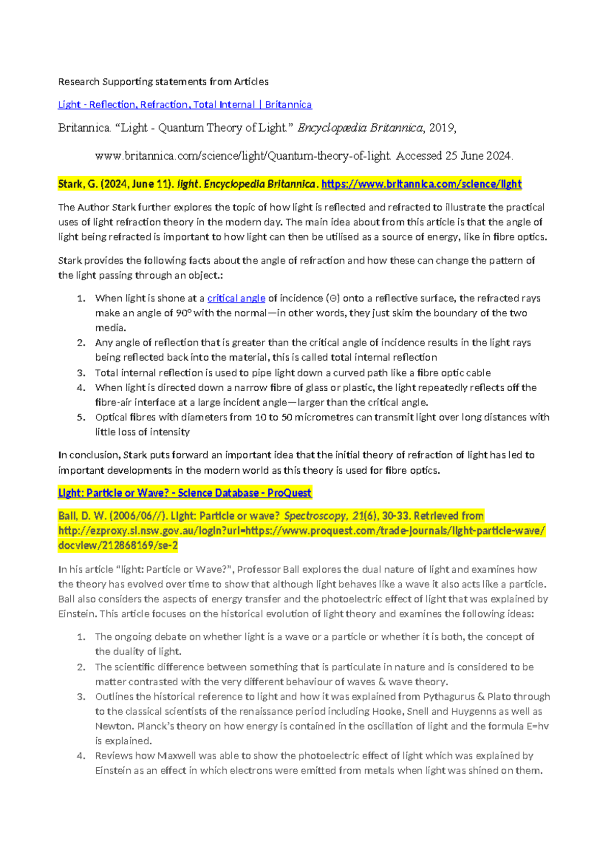 Depth Study - Supporting Article Quotes - Research Supporting ...