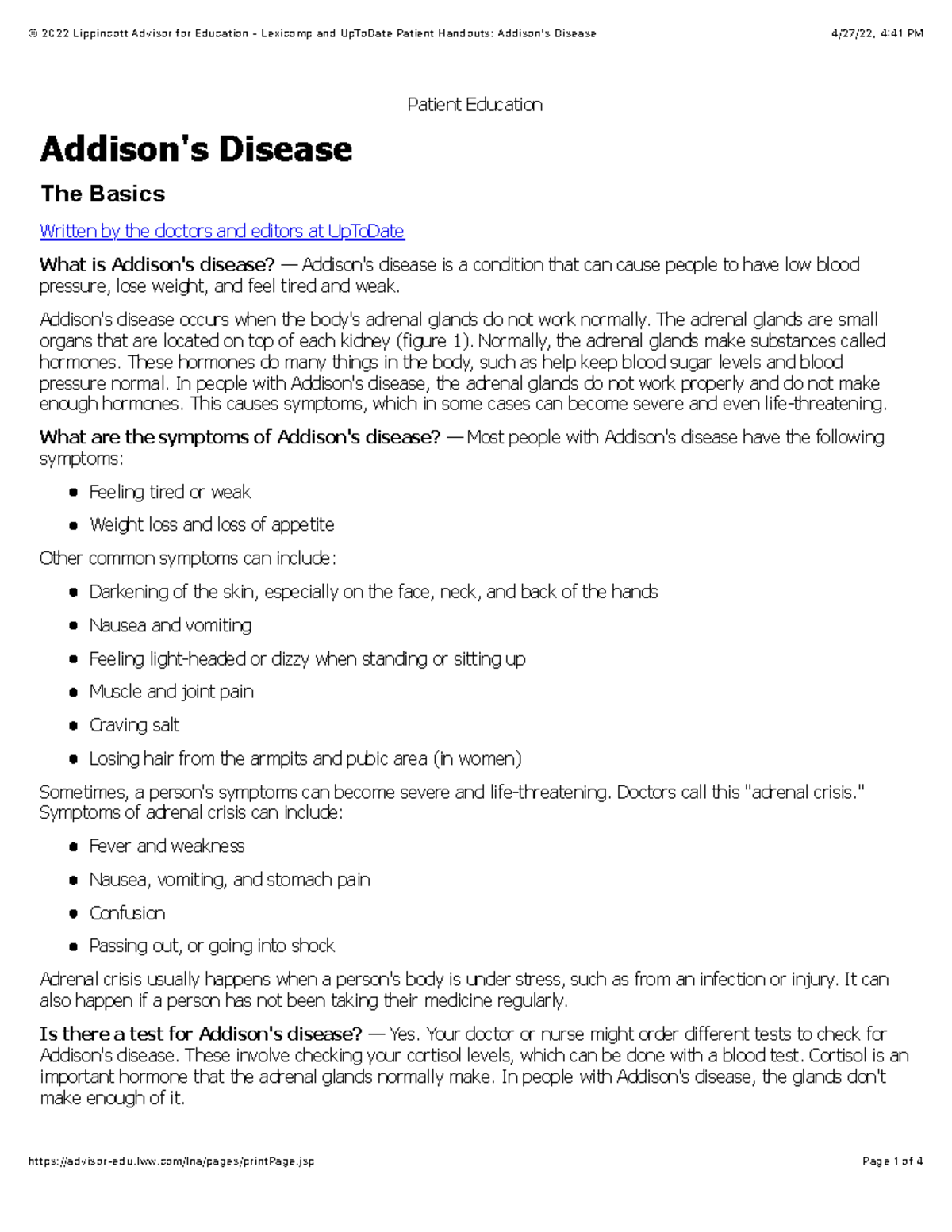 addison's disease research paper