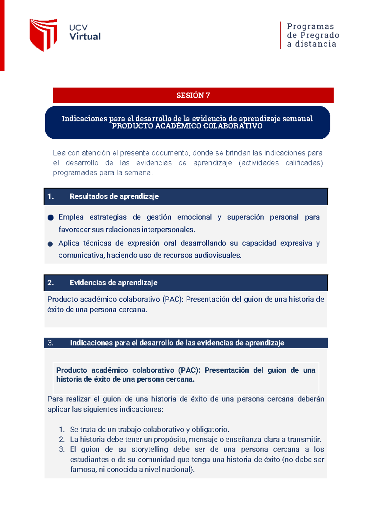 Indicaciones para el desarrollo de PAC S7 - Lea con atención el ...