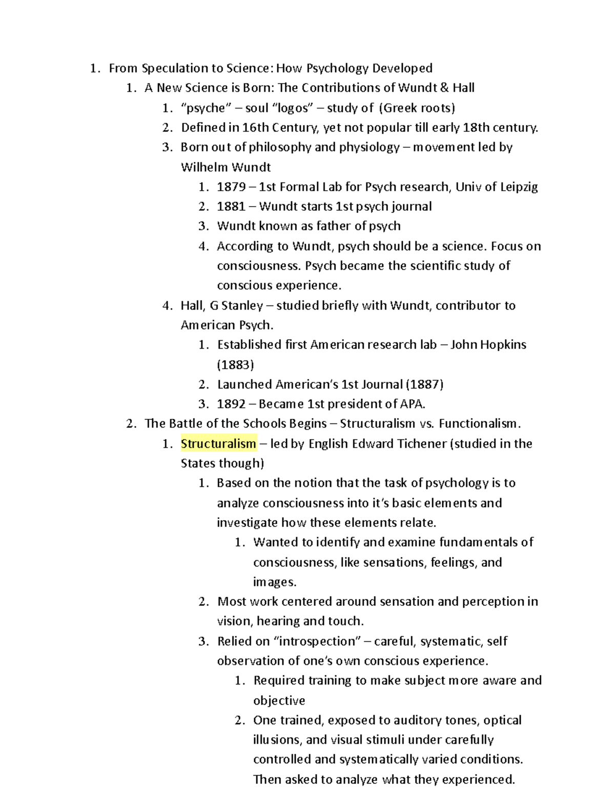 PSY100 CHP 1 Textbook Notes From Speculation To Science How 