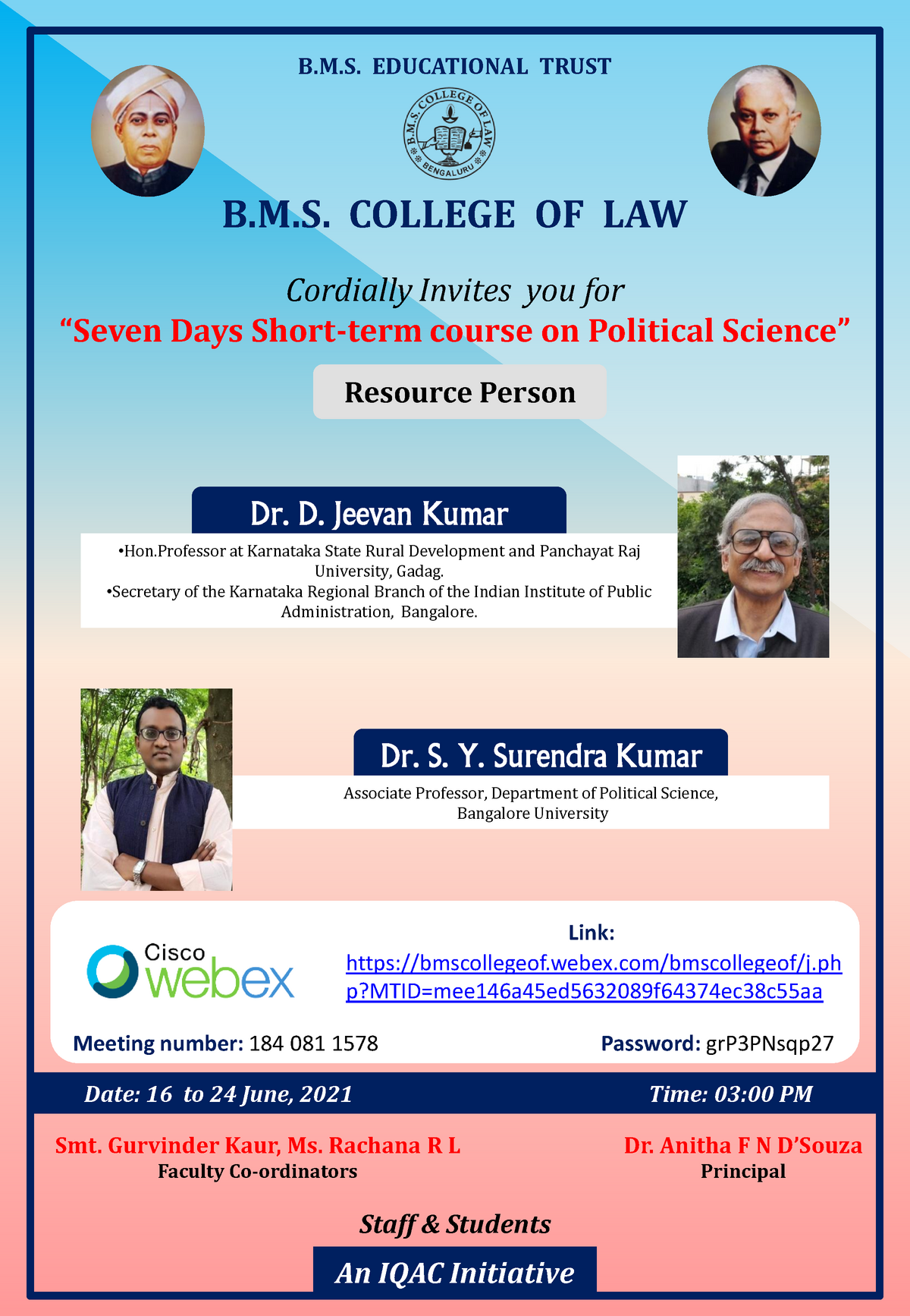 Political Science - B.M. EDUCATIONAL TRUST B.M. COLLEGE OF LAW Date: 16 ...