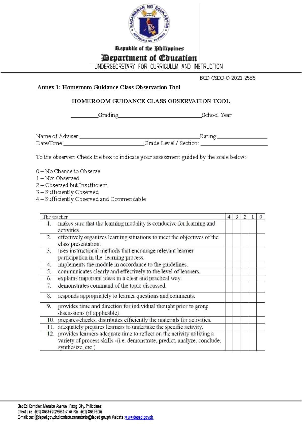 Annex 1 hgp - FOR REFERENCES - Annex 1: Homeroom Guidance Class ...