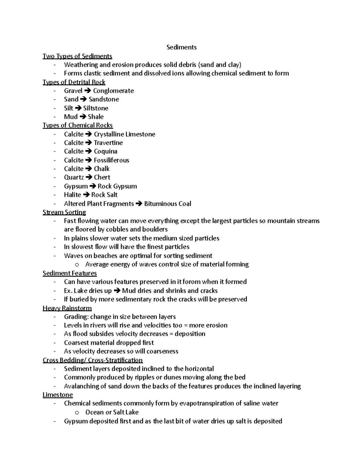 Sediments - Lecture notes 5 - Sediments Two Types of Sediments ...
