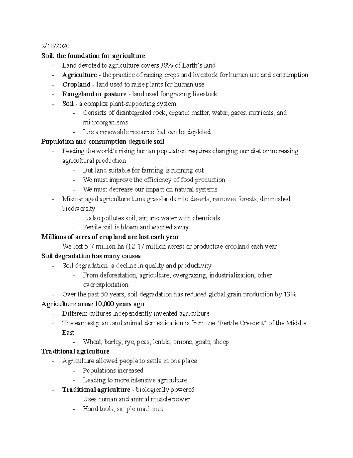 Sustainability Ch 5 8 Lecture Notes Chapters 5 8 2 18 Soil The Sustainability Ch 5 8 Lecture Notes Chapters 5 8 2 18 Soil The
