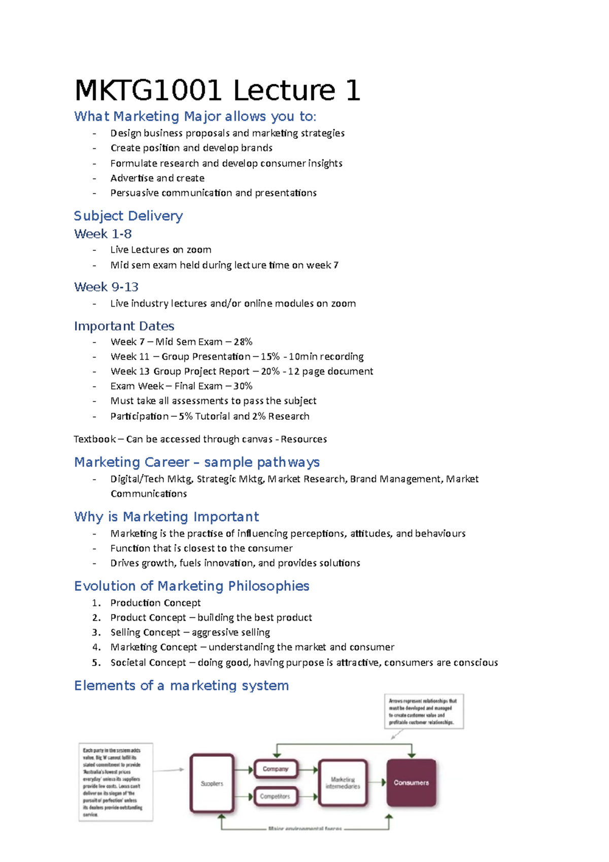 MKTG1001 Lecture 1 - Introduction - MKTG1001 Lecture 1 What Marketing ...