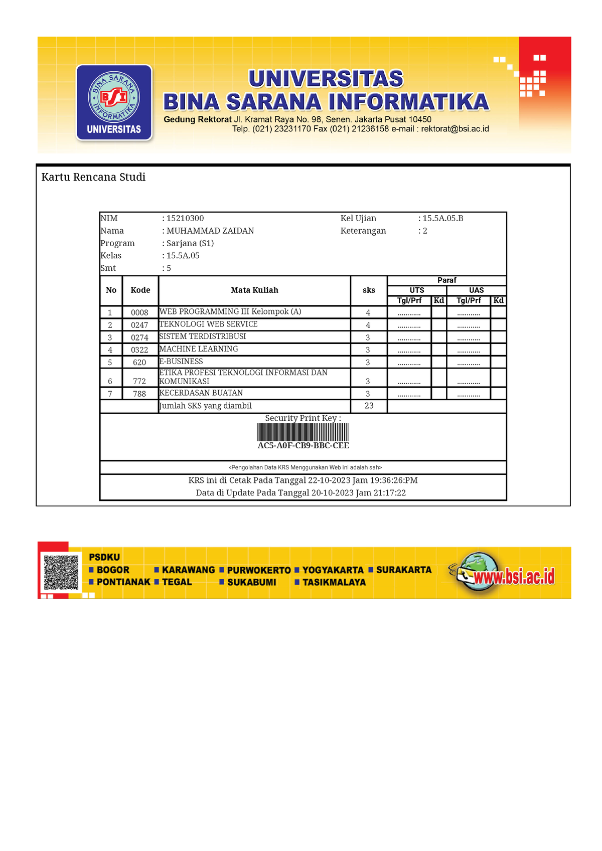 Ruang Mahasiswa Bina Sarana Informatika - Kartu Rencana Studi NIM ...