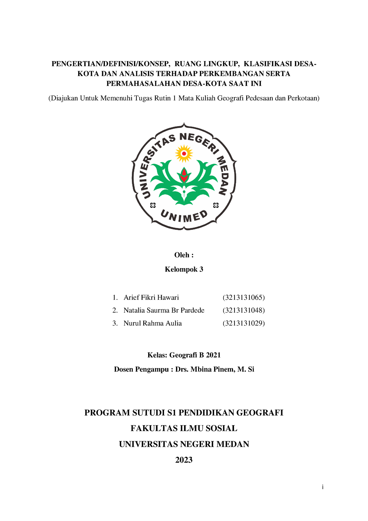 KEL3 Makalah GEO DESA-KOTA - I PENGERTIAN/DEFINISI/KONSEP, RUANG ...