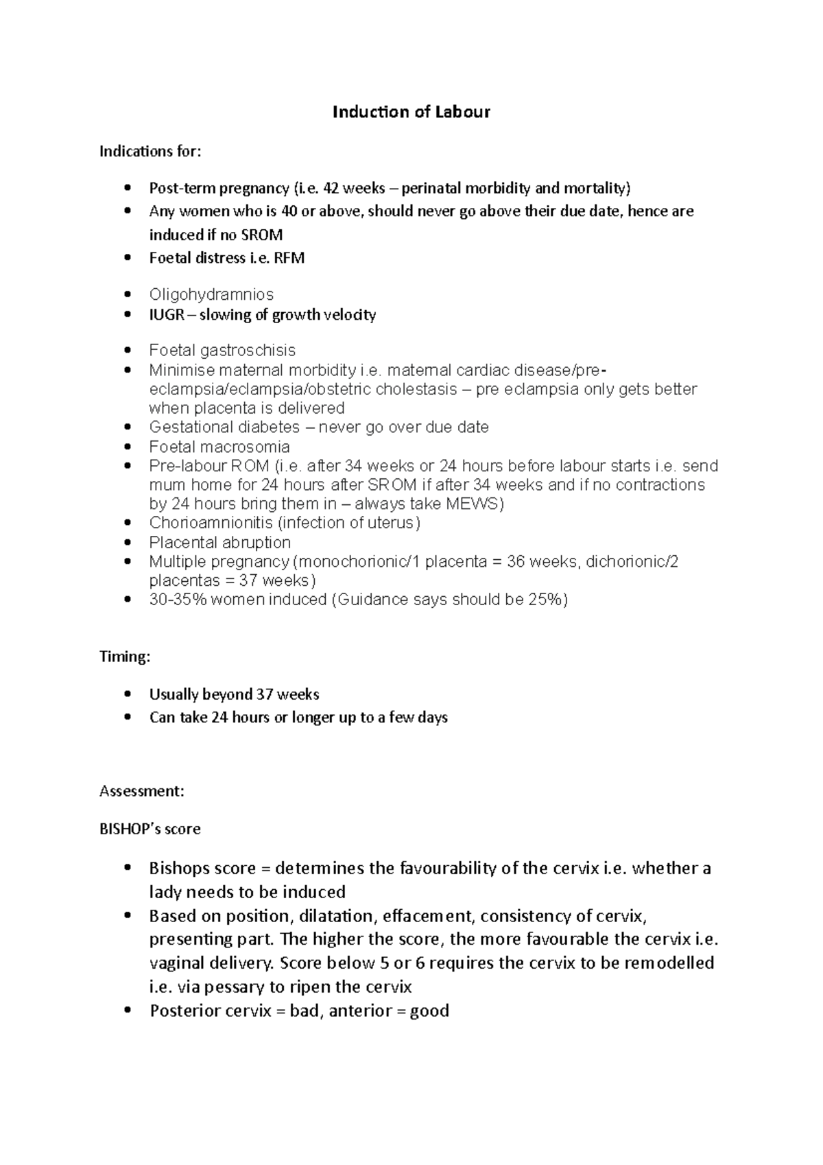 induction-of-labour-summary-notes-induction-of-labour-indications