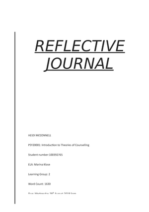 reflective journal assignment centennial college