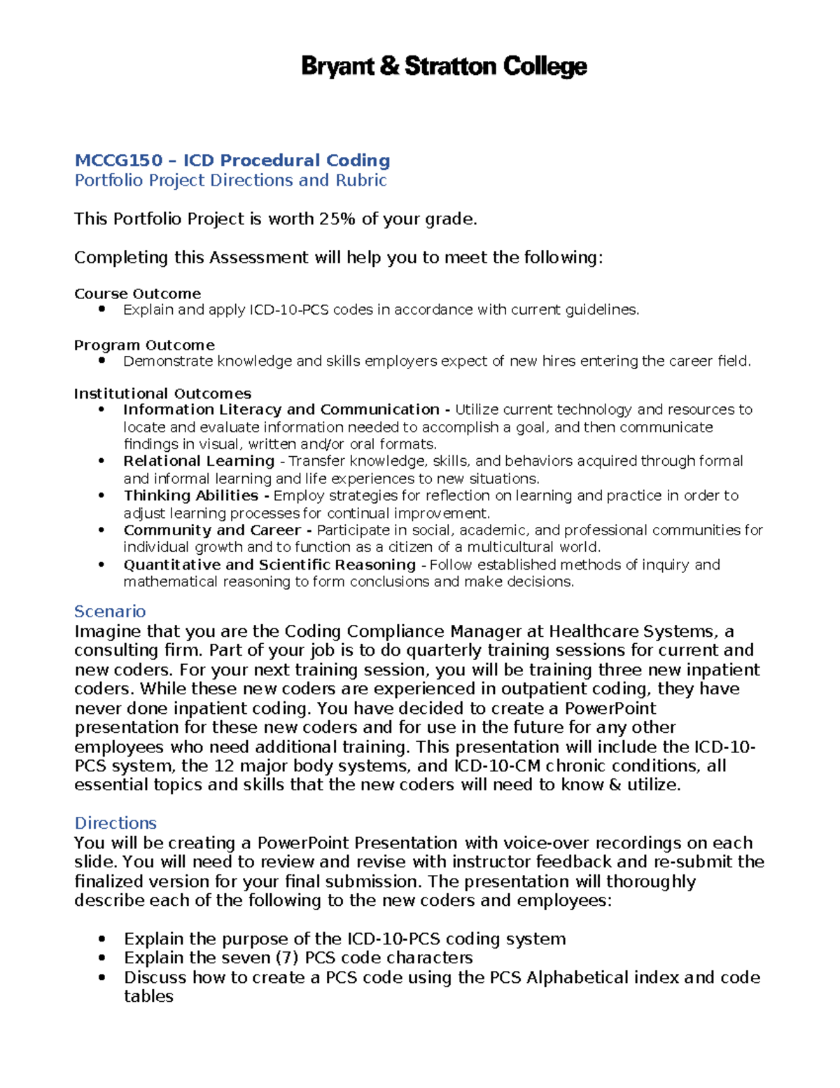 MCCG150 - Portfolio Project Directions and Rubric - MCCG150 – ICD ...