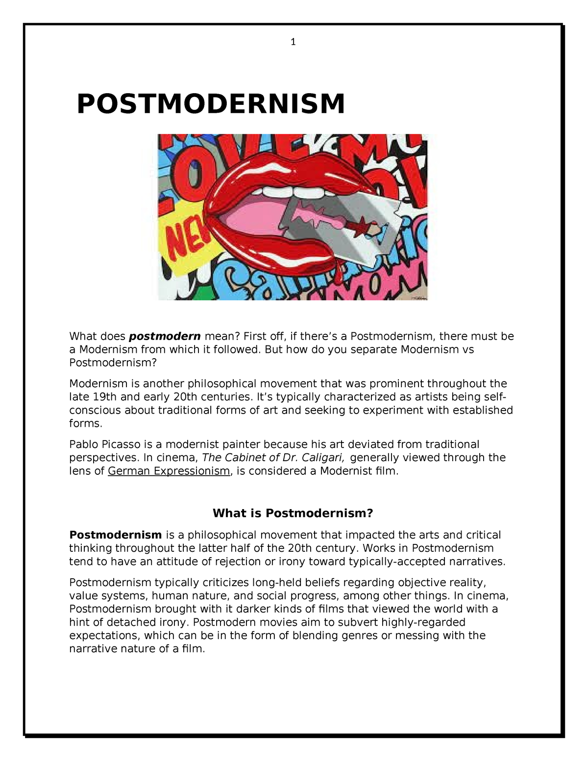 Postmodernism - Information To Help Understand Post-modernism Better ...