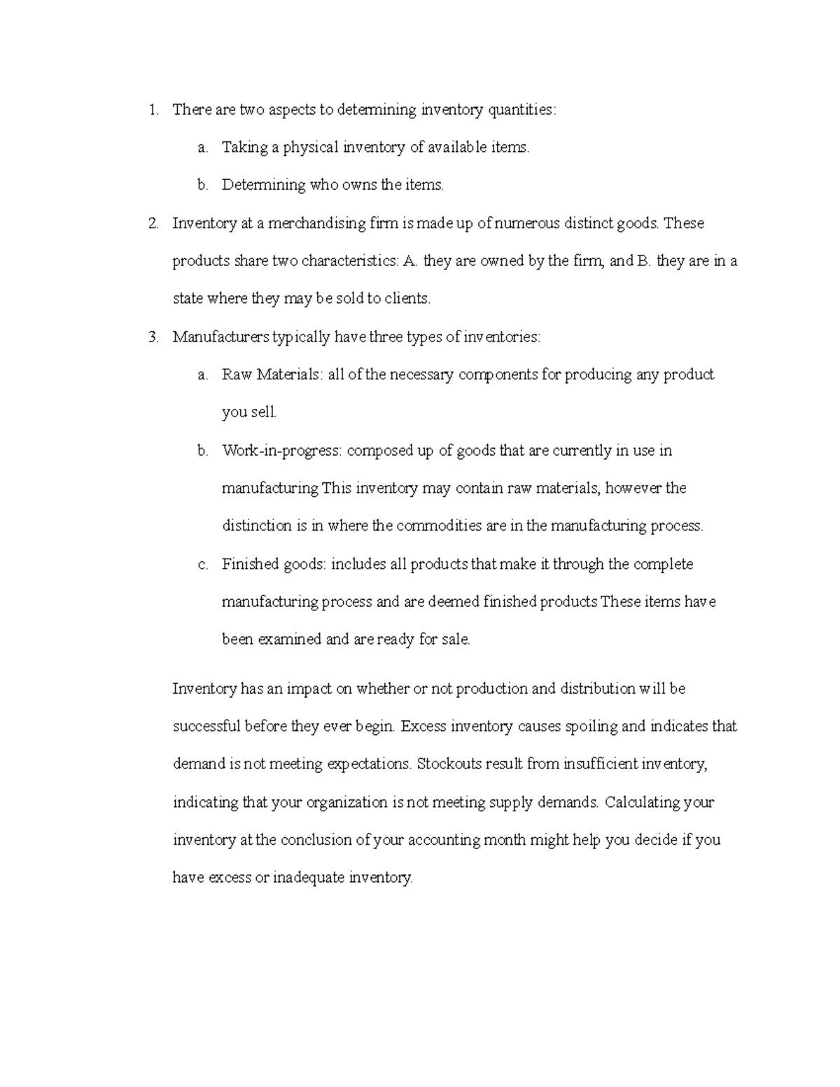 Chapter 6 - Inventories - Guided Reading Questions - There are two ...