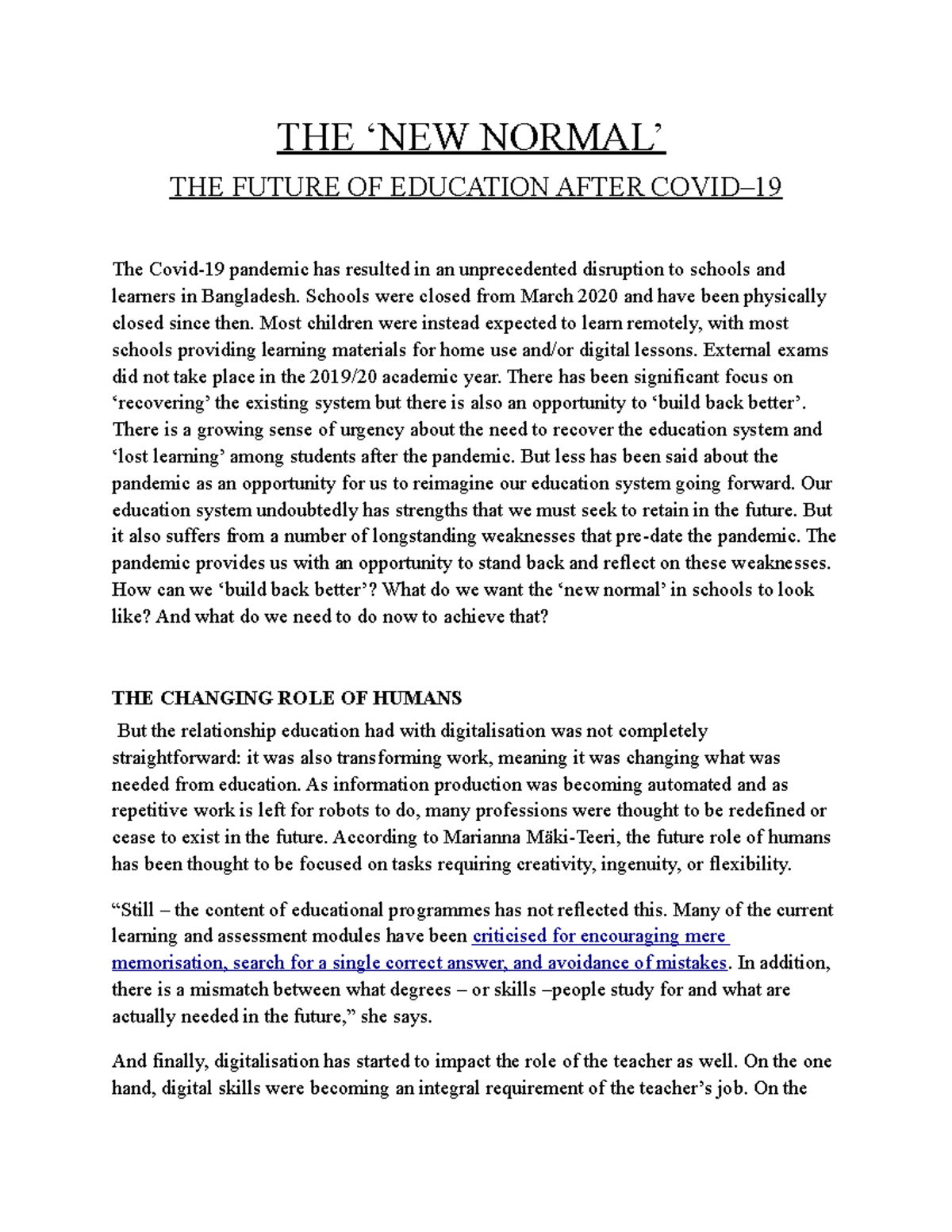 Academic life after the pandemic: The New Normal - THE ‘NEW NORMAL’ THE ...