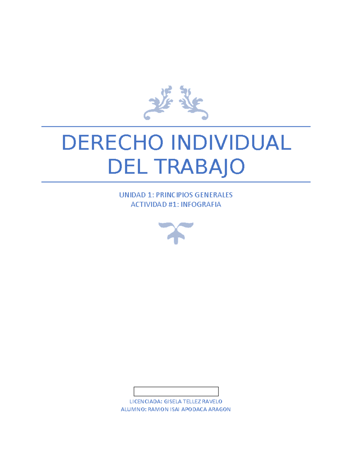 Infografia Da Actividad Derecho Individual Del Trabajo Unidad Principios Generales