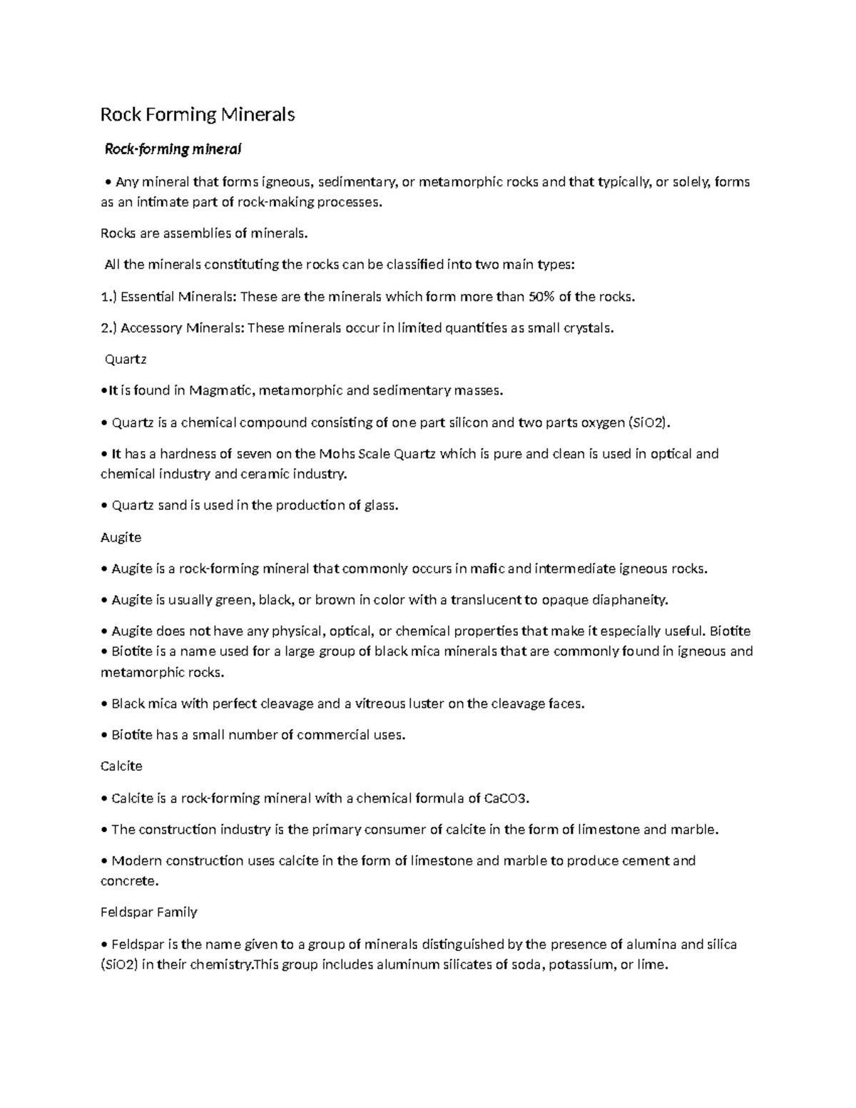 Rock Forming Minerals 1 - Rock Forming Minerals Rock-forming mineral ...