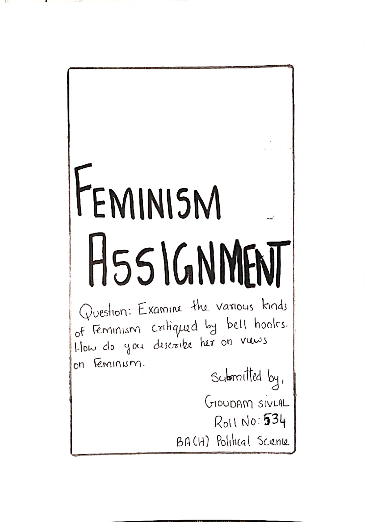 Various kinds of feminism by Bell hooks Feminism Studocu