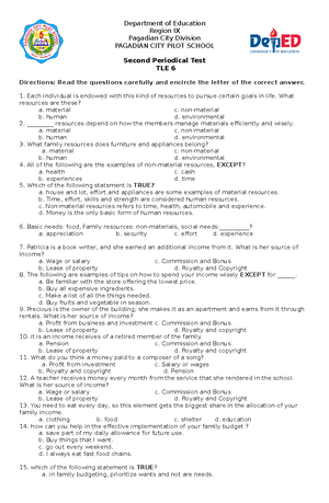 First-Quarter-Exam-in-TLE-6 With Answer - Department Of Education First ...