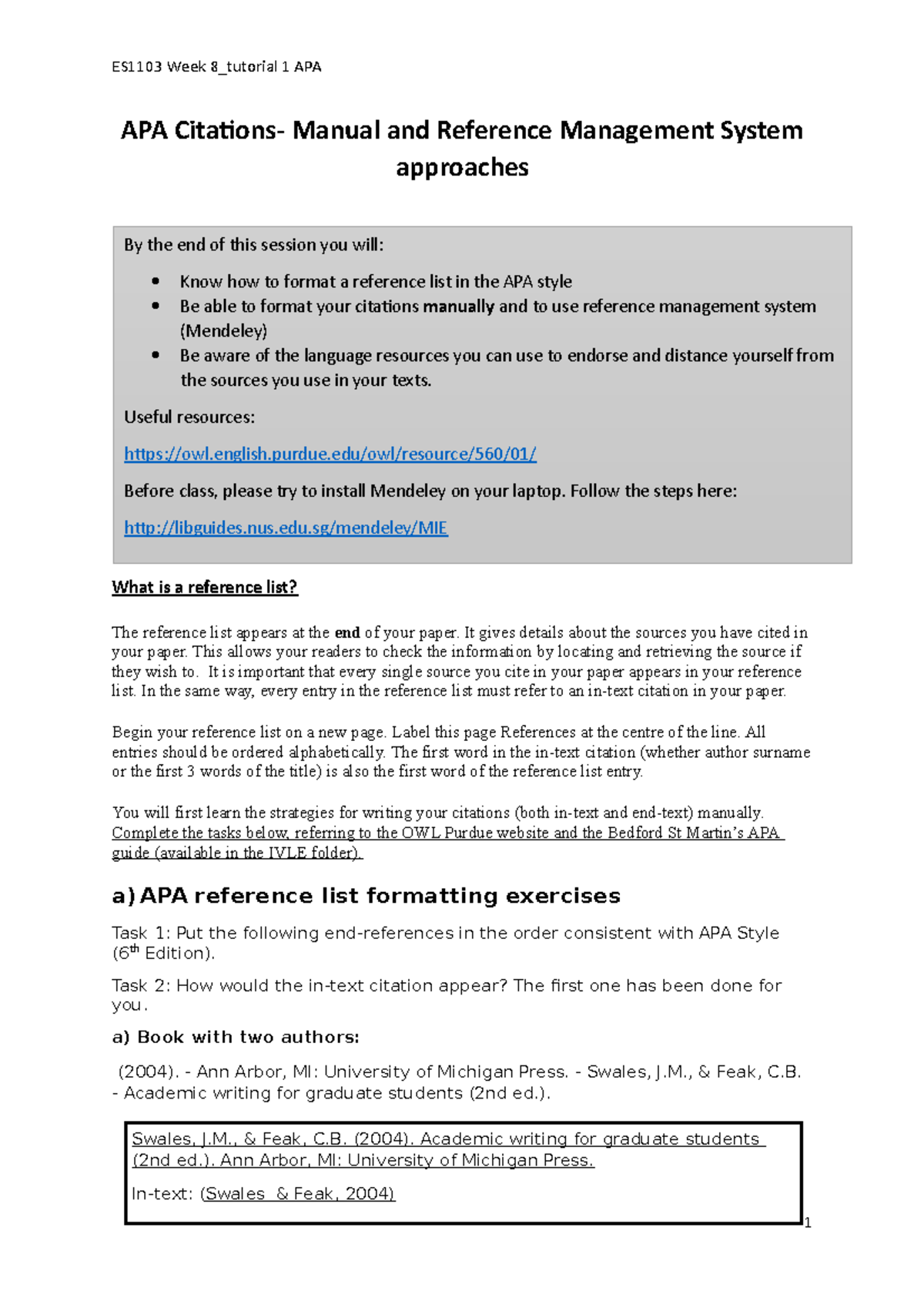 Week 8 1APA Citations - APA Citations- Manual and Reference Management ...