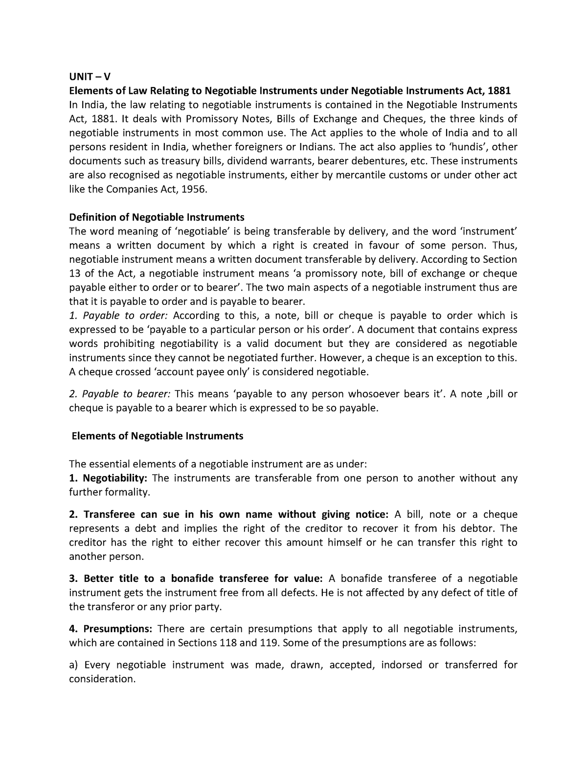 BL Ist Sem9 - Business Law Part 3 - UNIT – V Elements Of Law Relating ...