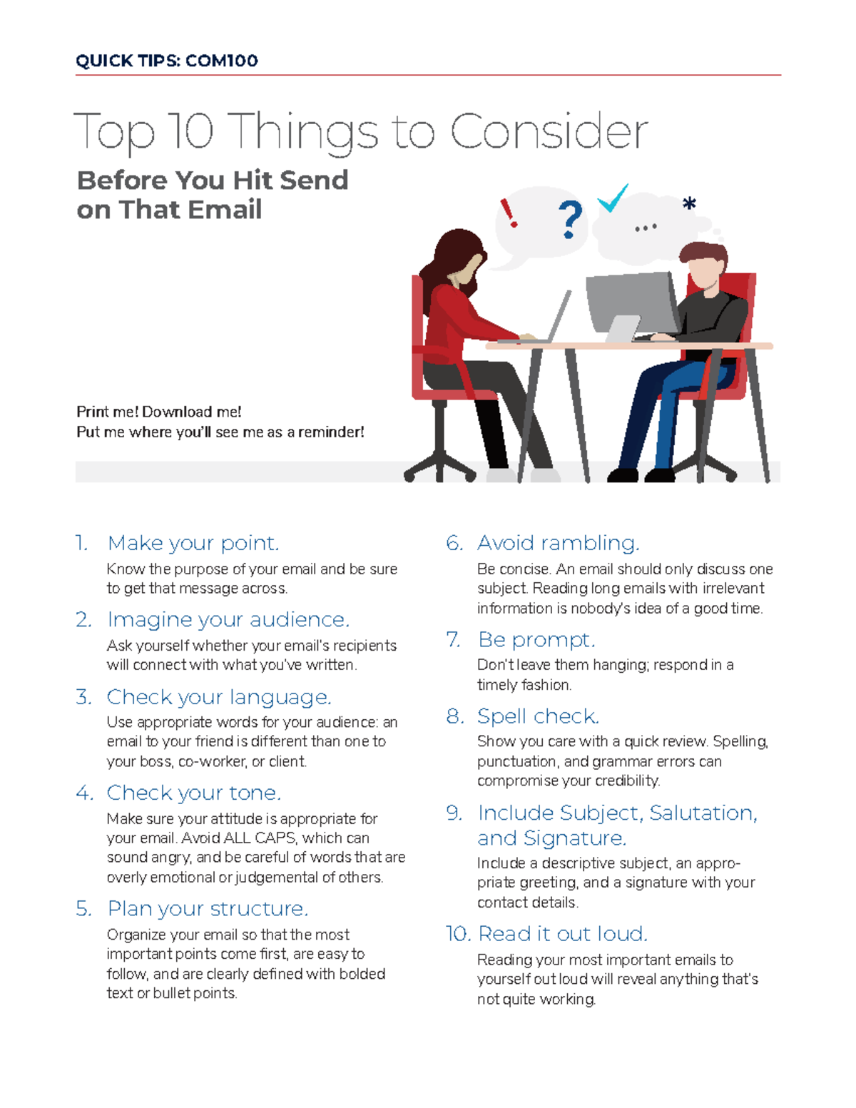 SU COM100 Quick Tips Wk04 final - QUICK TIPS: COM Before You Hit Send ...