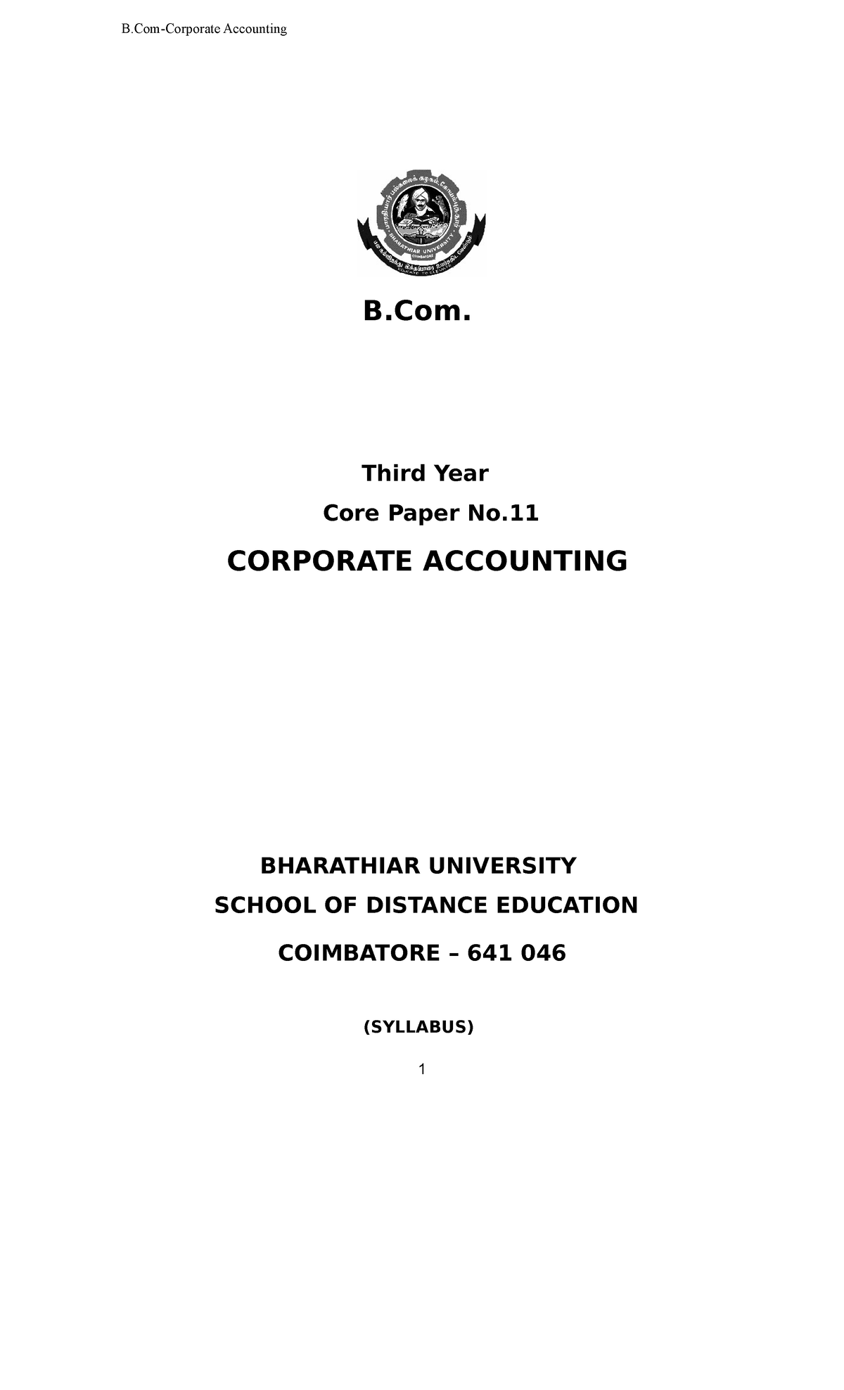 Corporate Accounting Text Book - B. Third Year Core Paper No. CORPORATE ...