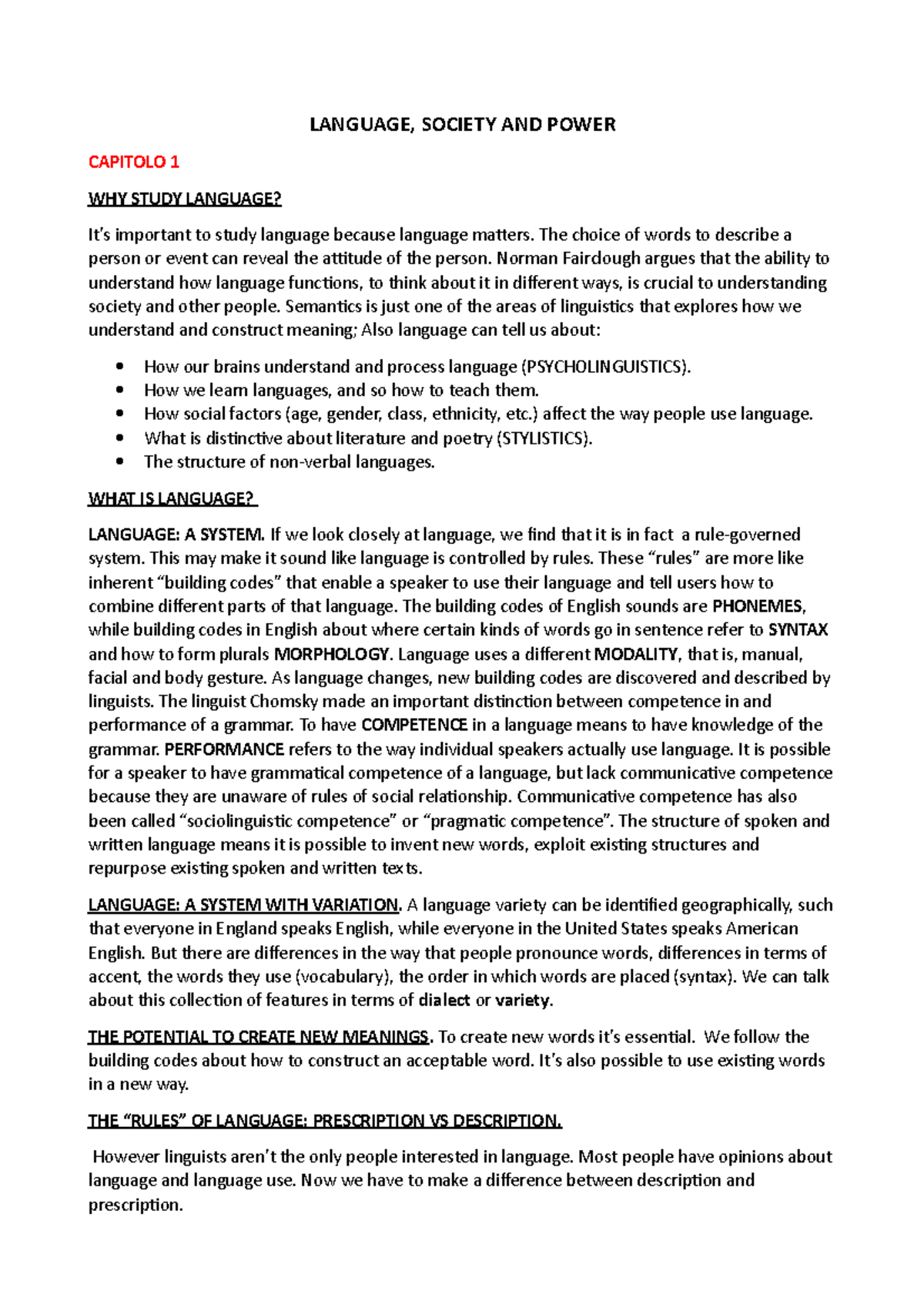 Language Society AND Power - LANGUAGE, SOCIETY AND POWER CAPITOLO 1 WHY ...