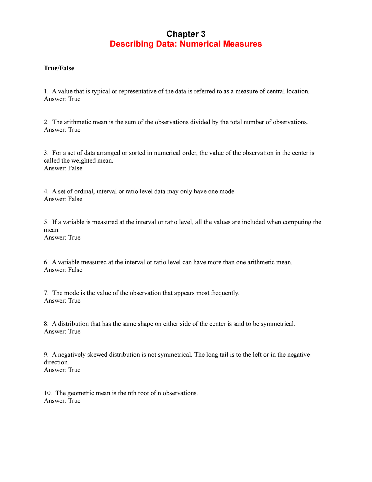 10102180describing Data Numerical Measures Chapter 3 Describing Data