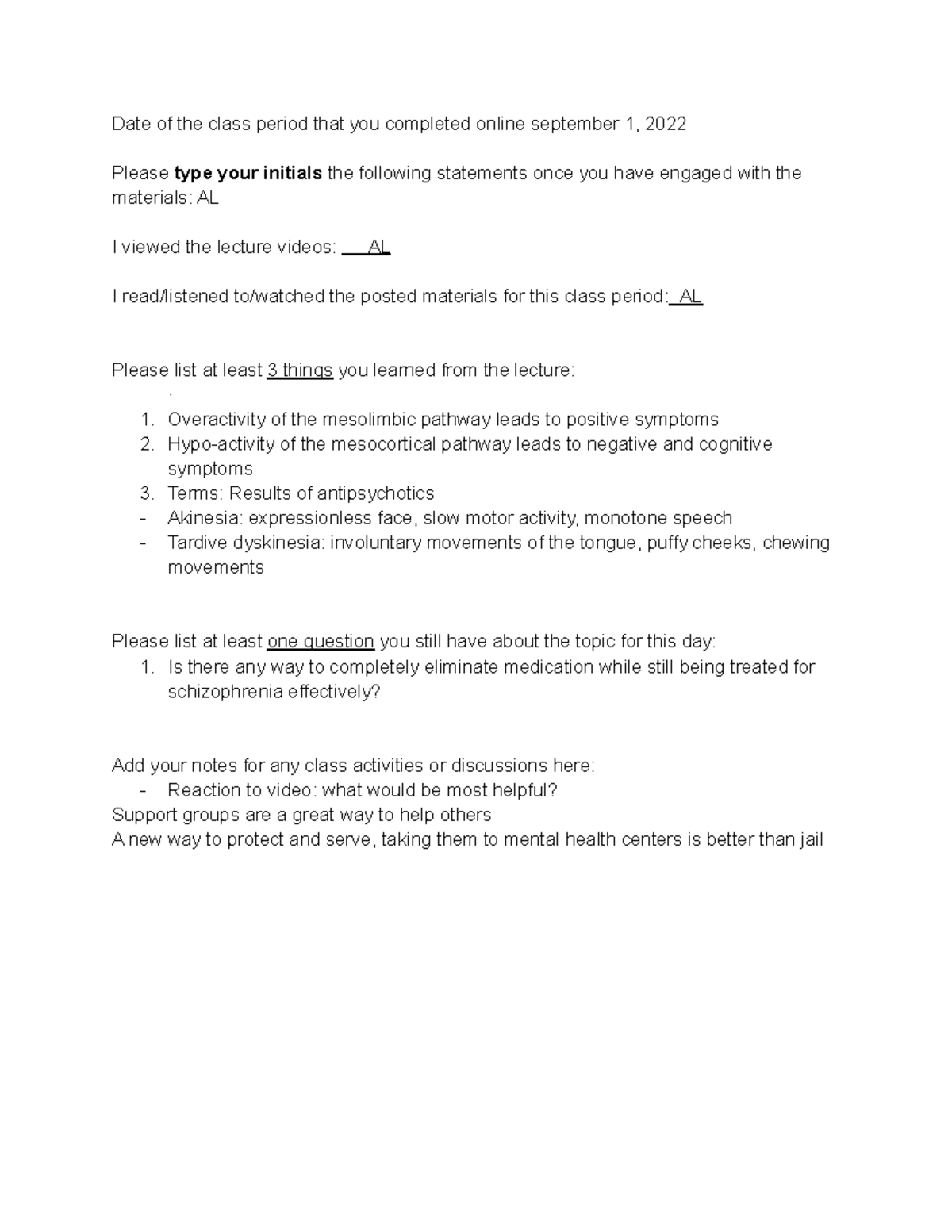 Sep 1 - 353 - Notes class #4 - Date of the class period that you ...