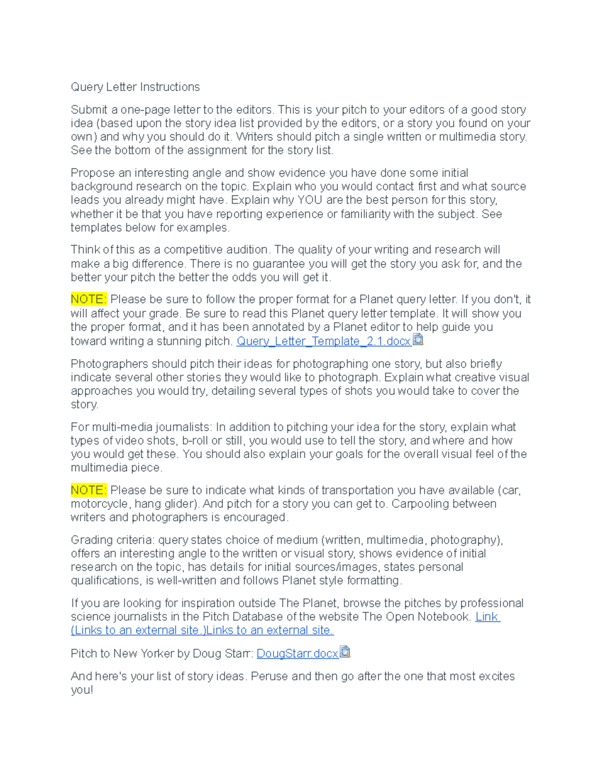 Query Letter Instructions - Query Letter Instructions Submit a one-page ...